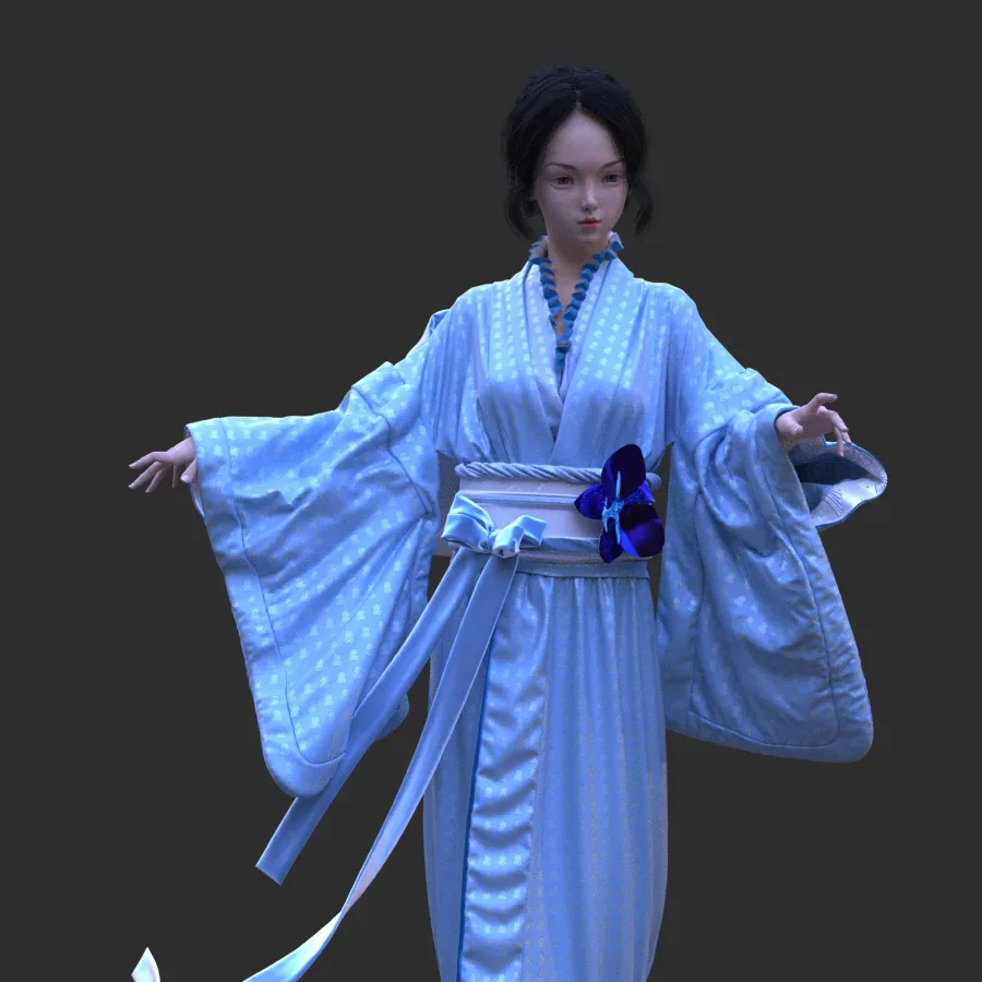 GENESIS 8 FEMALE: ASIA KIMONO set#2 | CLO3D| MD PROJECT: +OBJ+ | GLB+FBX