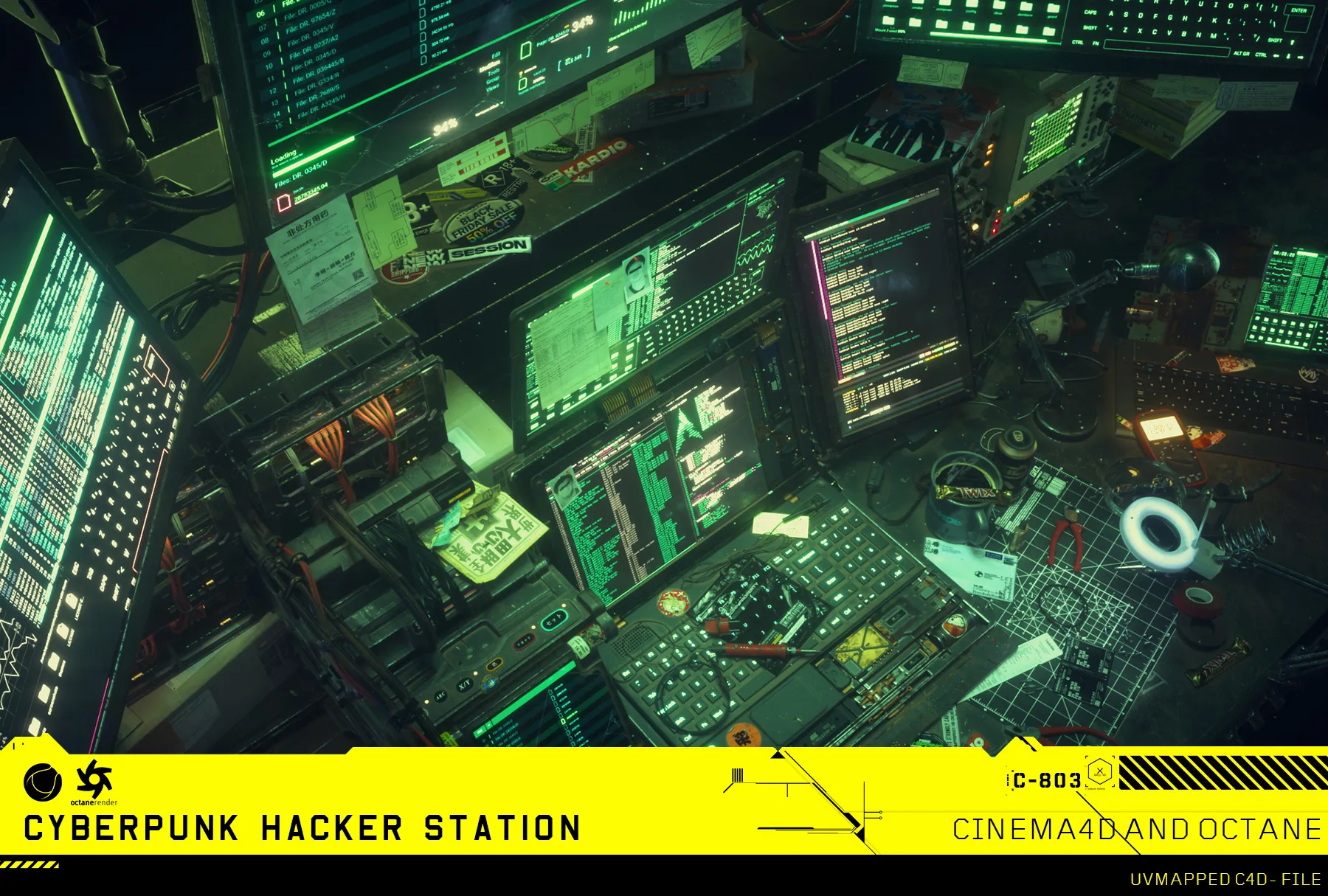 Cyberpunk Hacker: C4D/Octane Project