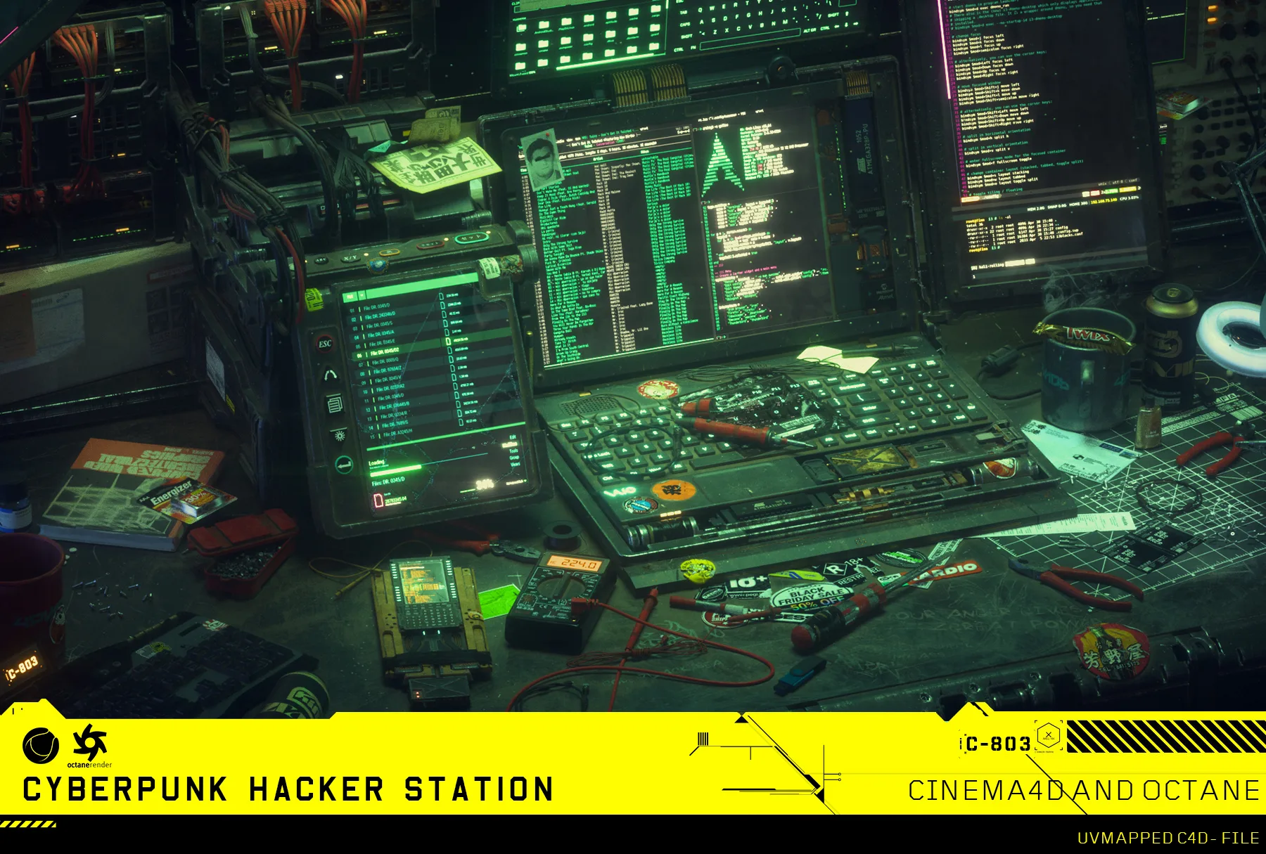 Cyberpunk Hacker: C4D/Octane Project