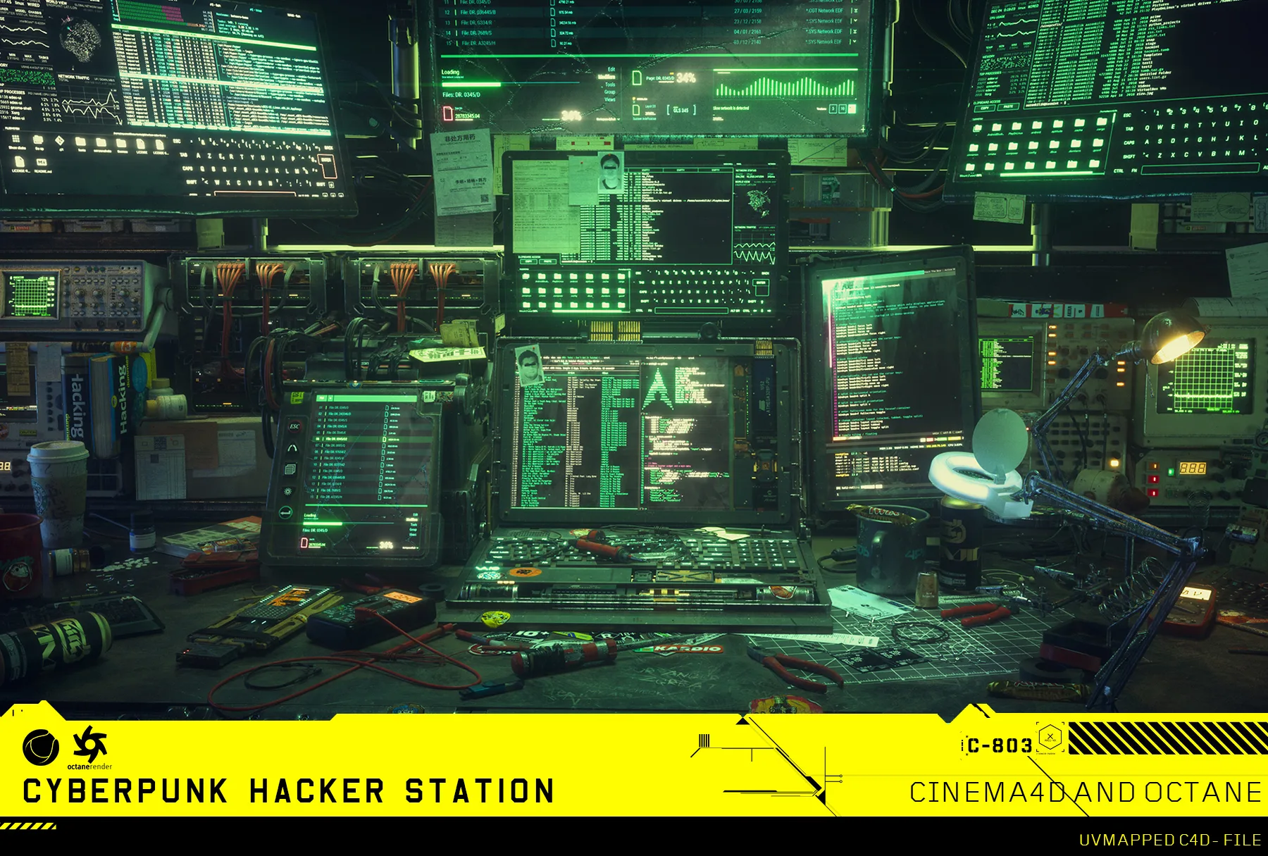 Cyberpunk Hacker: C4D/Octane Project