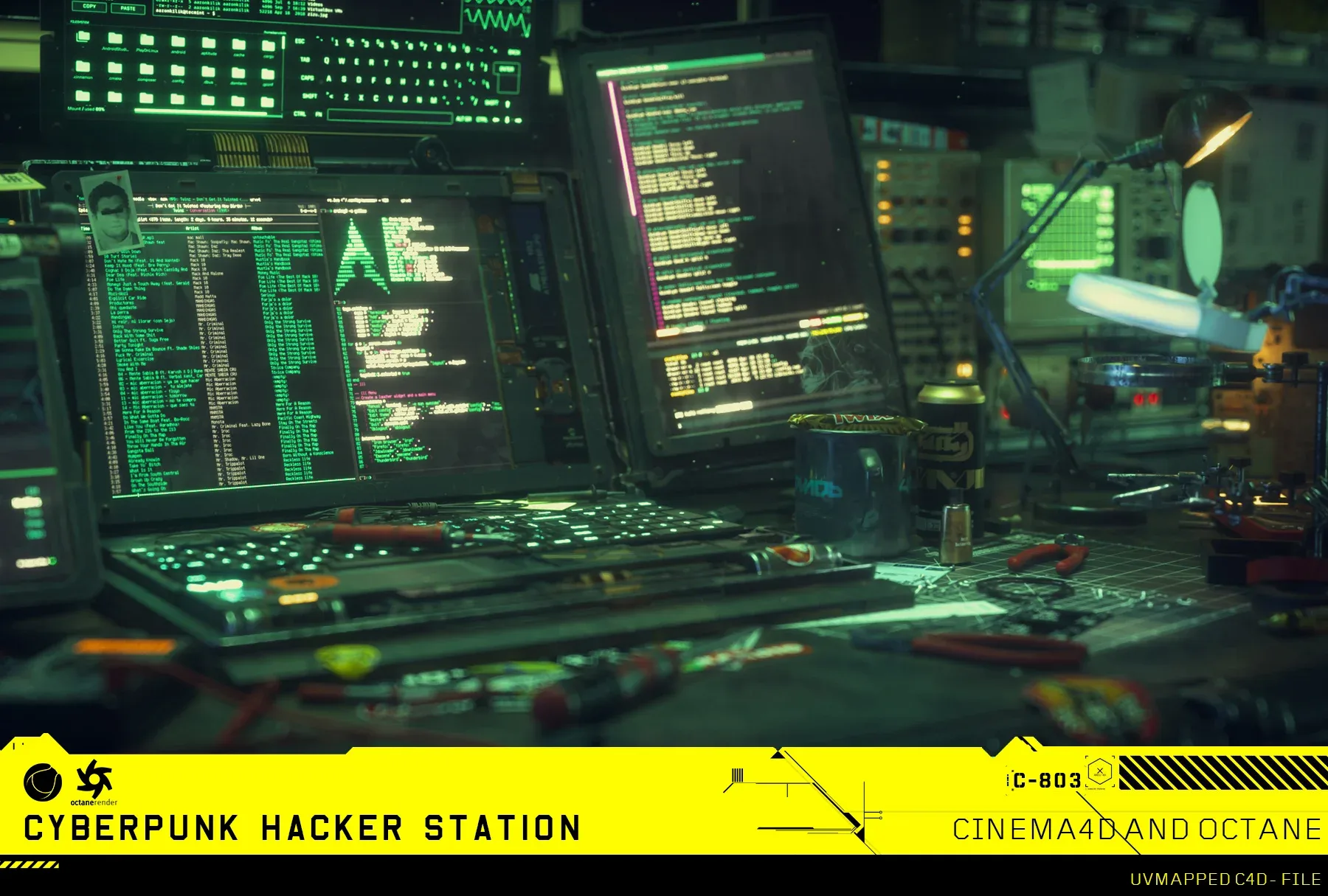 Cyberpunk Hacker: C4D/Octane Project