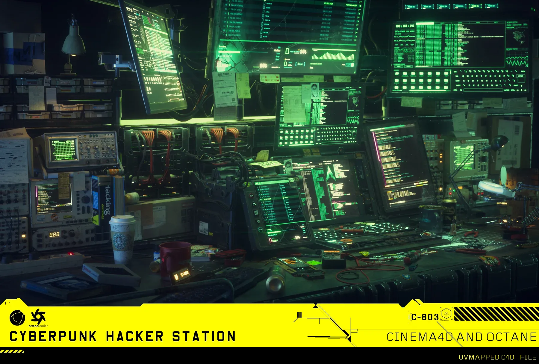 Cyberpunk Hacker: C4D/Octane Project