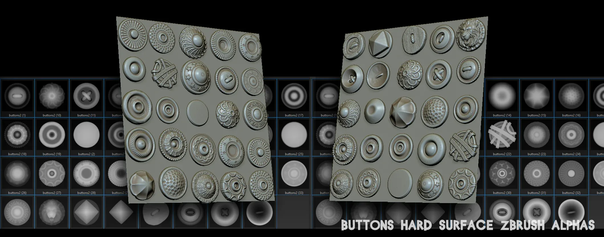 Buttons 35 Hard Surface Zbrush Alphas