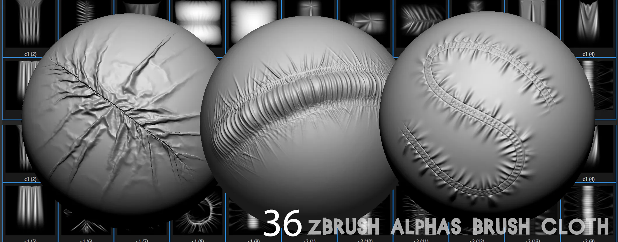 36 Zbrush Alphas Brush Cloth