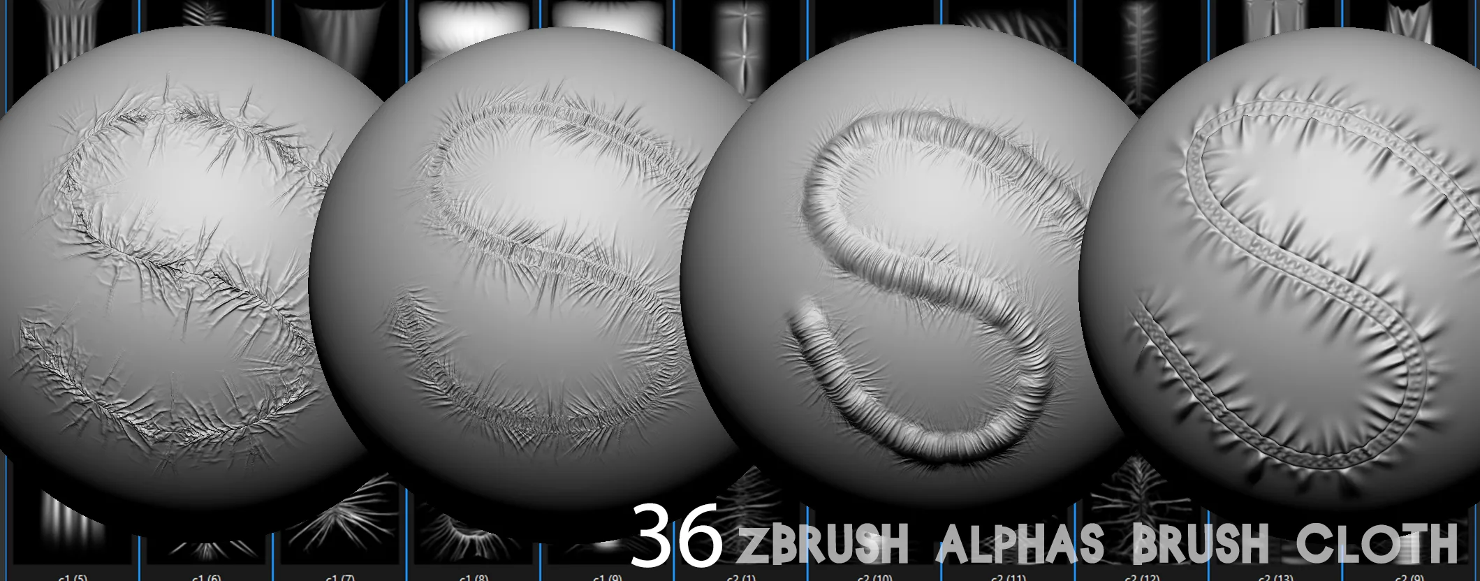 36 Zbrush Alphas Brush Cloth