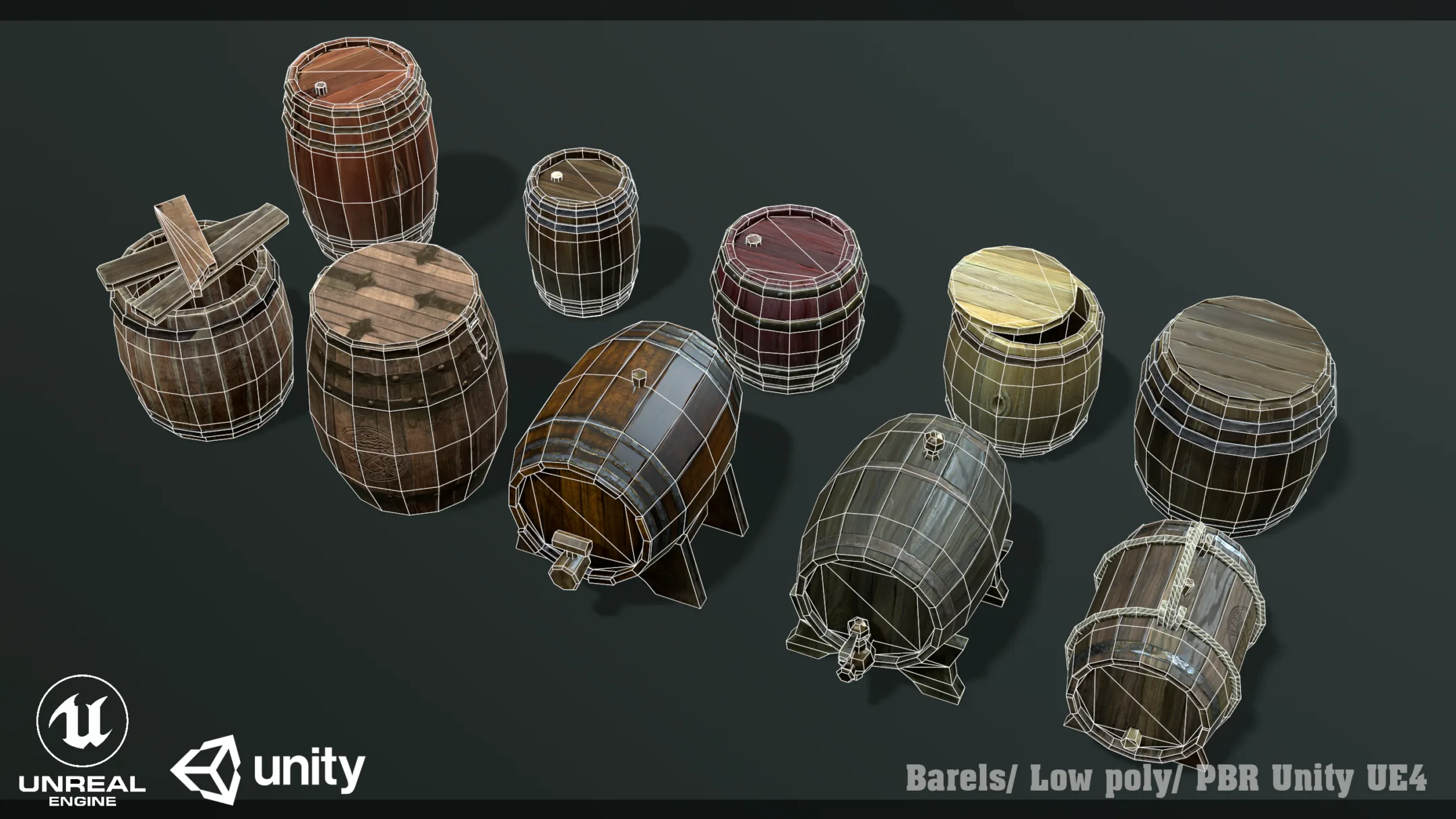 Barels/ Low poly/ PBR Unity UE4