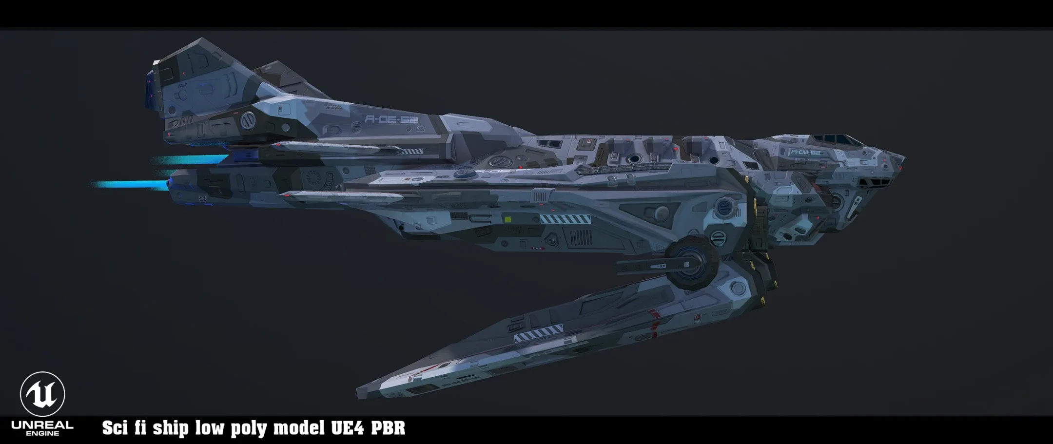 Sci-fi Ship Lowpoly Game Model Unity UE4 PBR