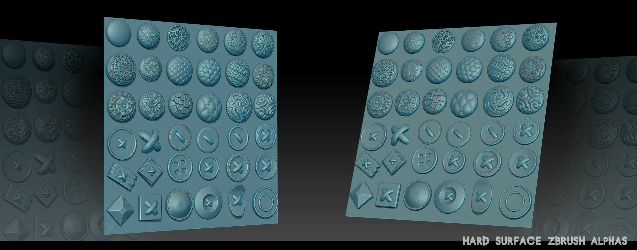 Hard Surface Zbrush Alphas buttons