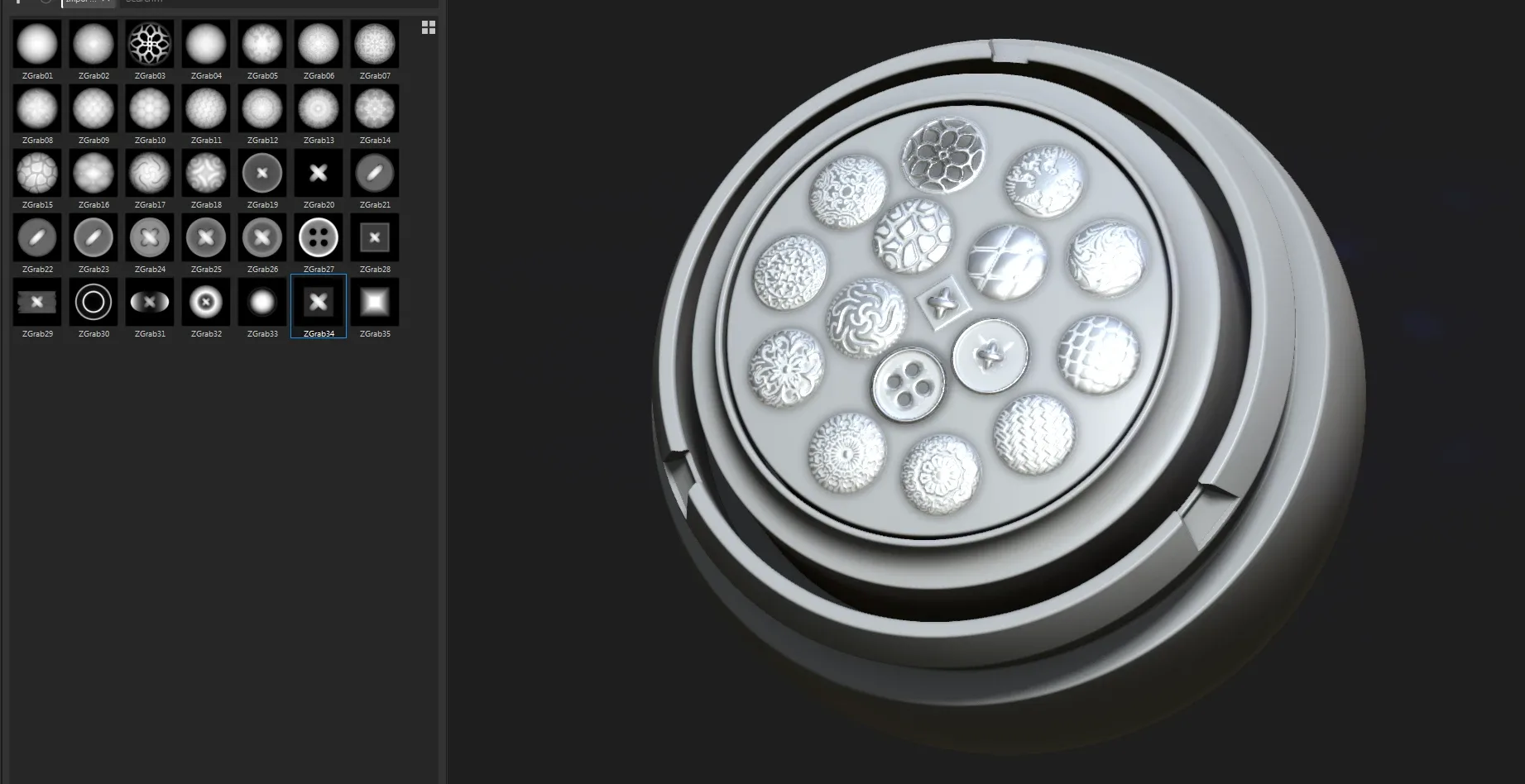 Hard Surface Zbrush Alphas buttons