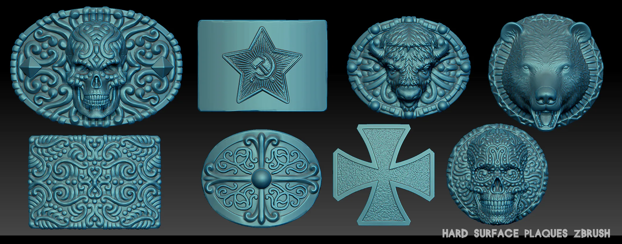 Hard Surface plaques Zbrush