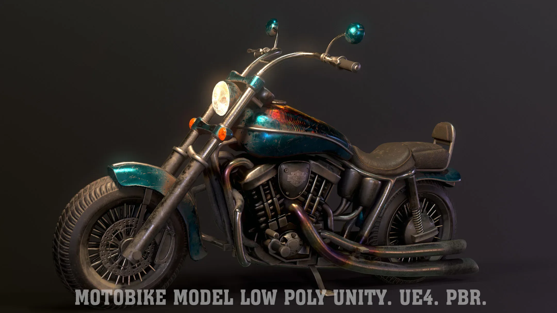 Motobike Model Low Poly Unity. Ue4. PBR.