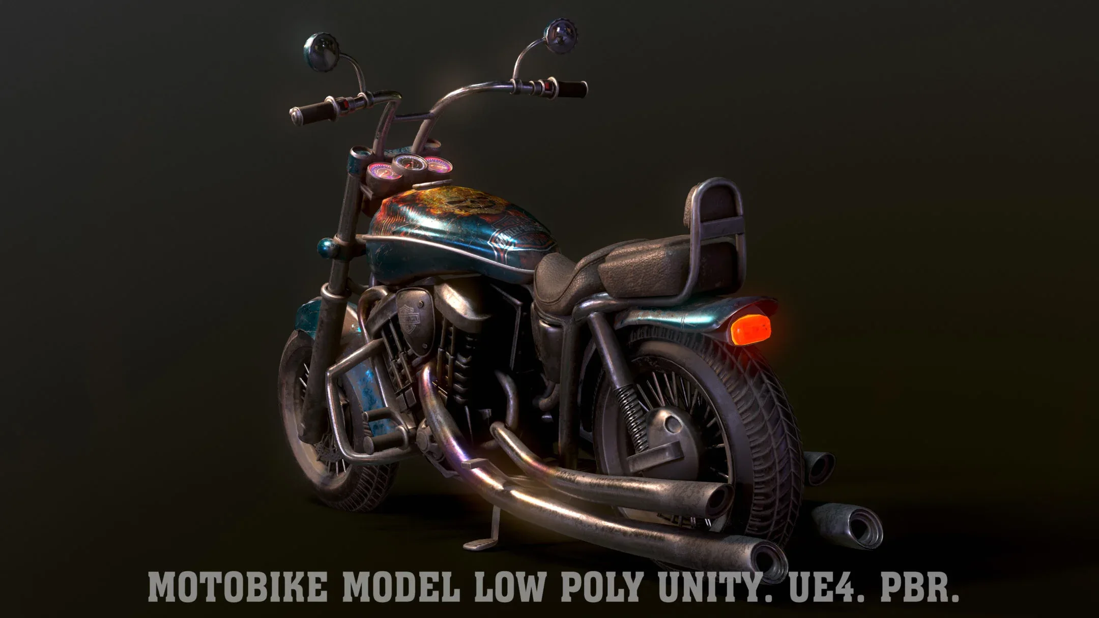 Motobike Model Low Poly Unity. Ue4. PBR.