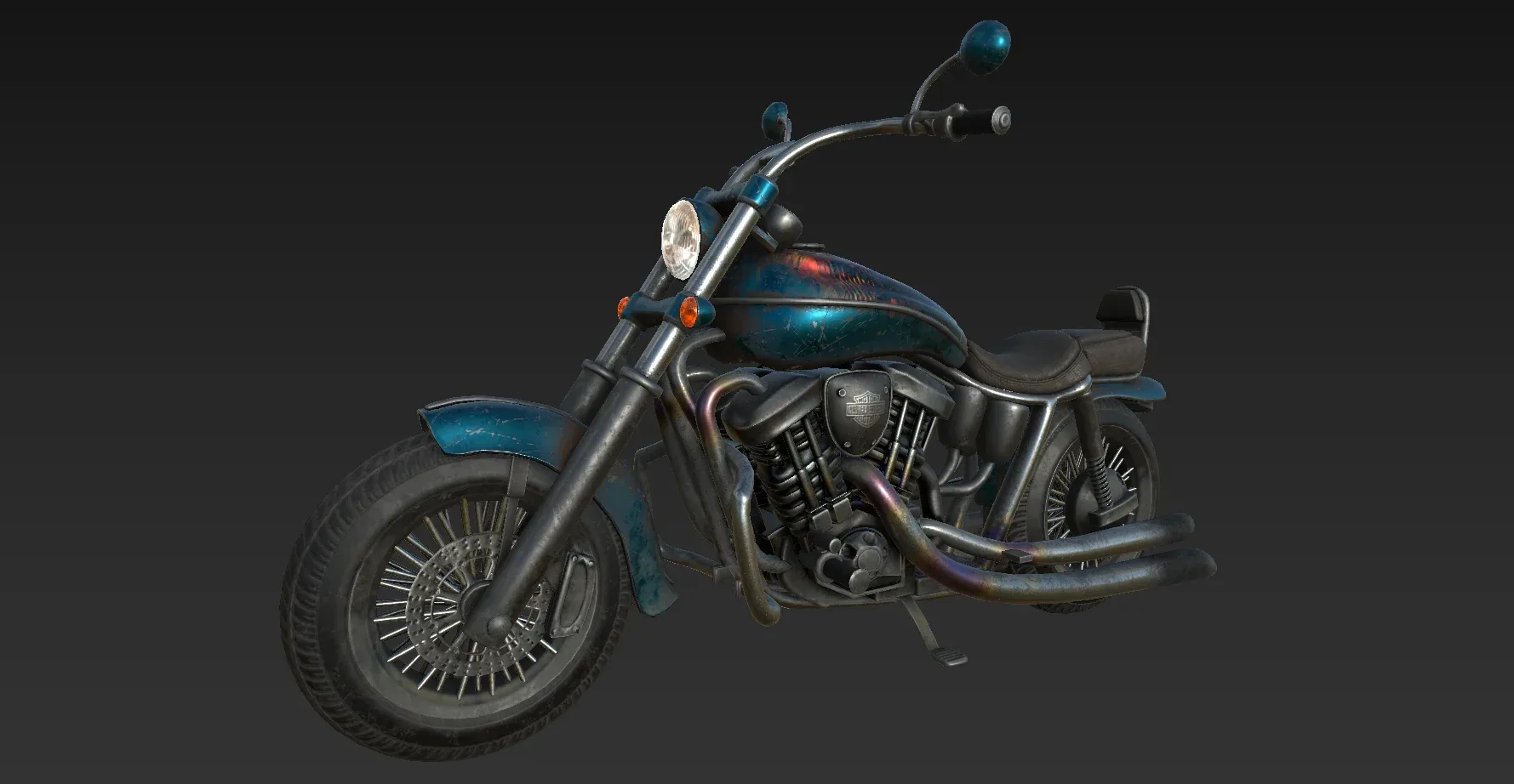 Motobike Model Low Poly Unity. Ue4. PBR.