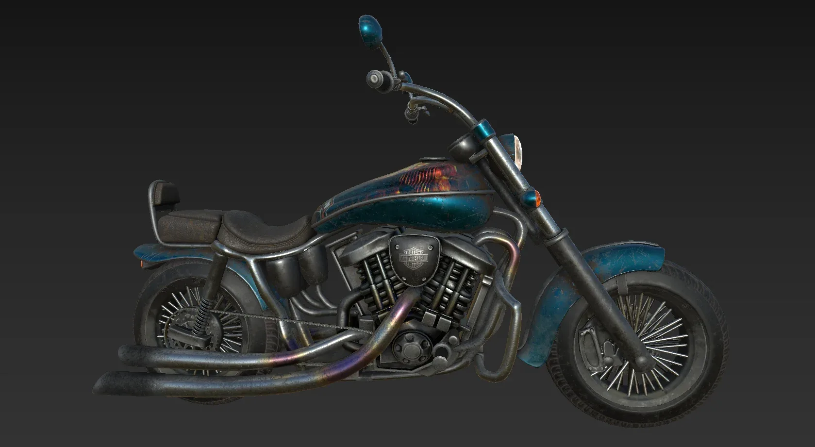 Motobike Model Low Poly Unity. Ue4. PBR.