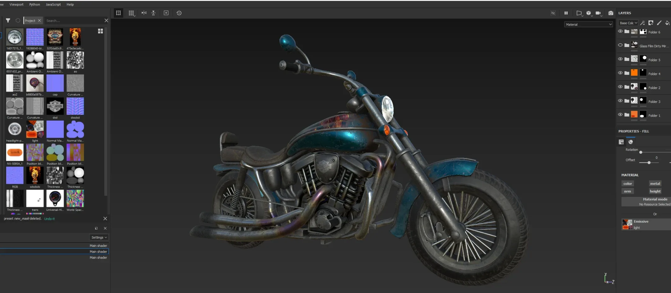 Motobike Model Low Poly Unity. Ue4. PBR.