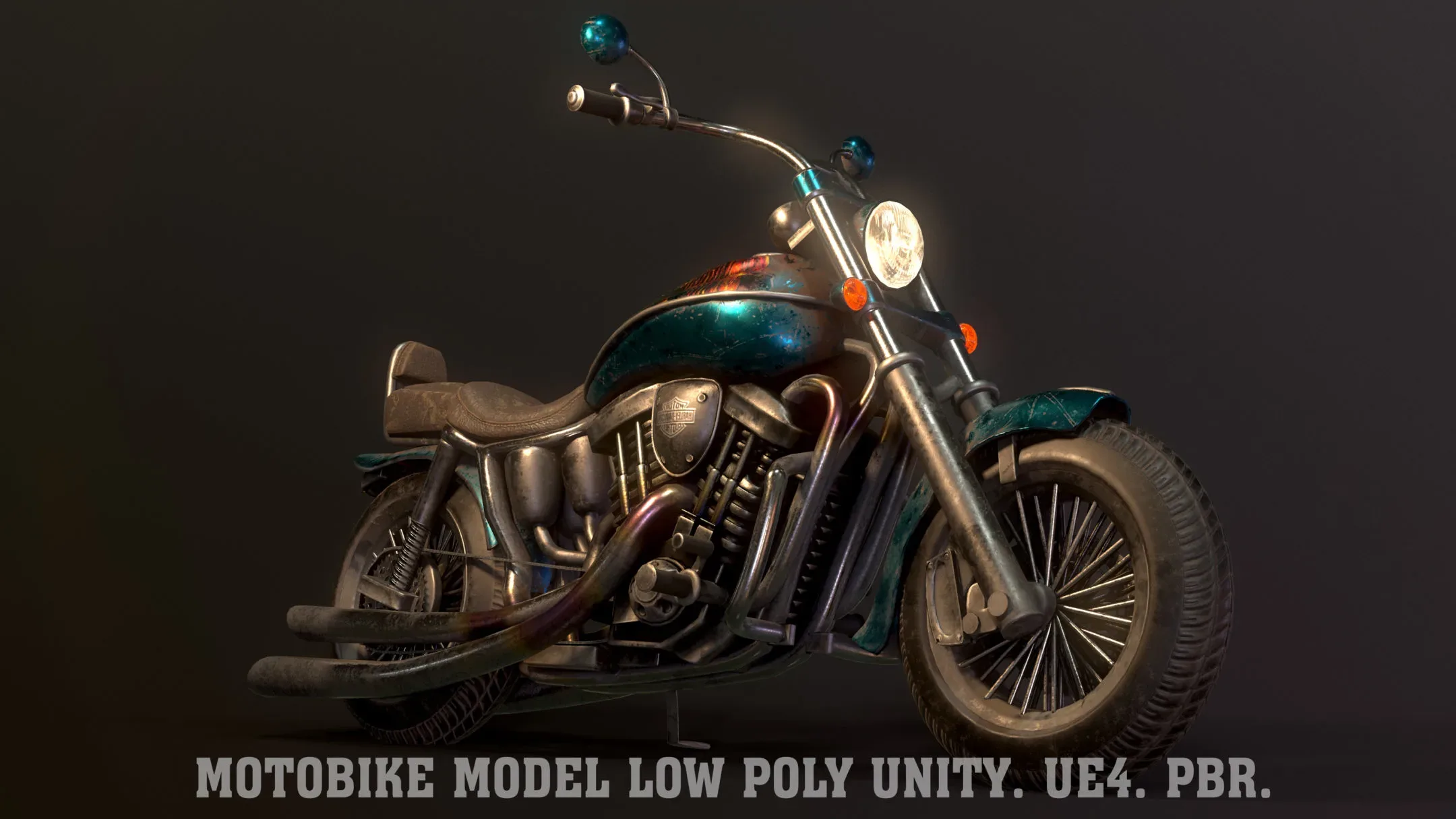Motobike Model Low Poly Unity. Ue4. PBR.