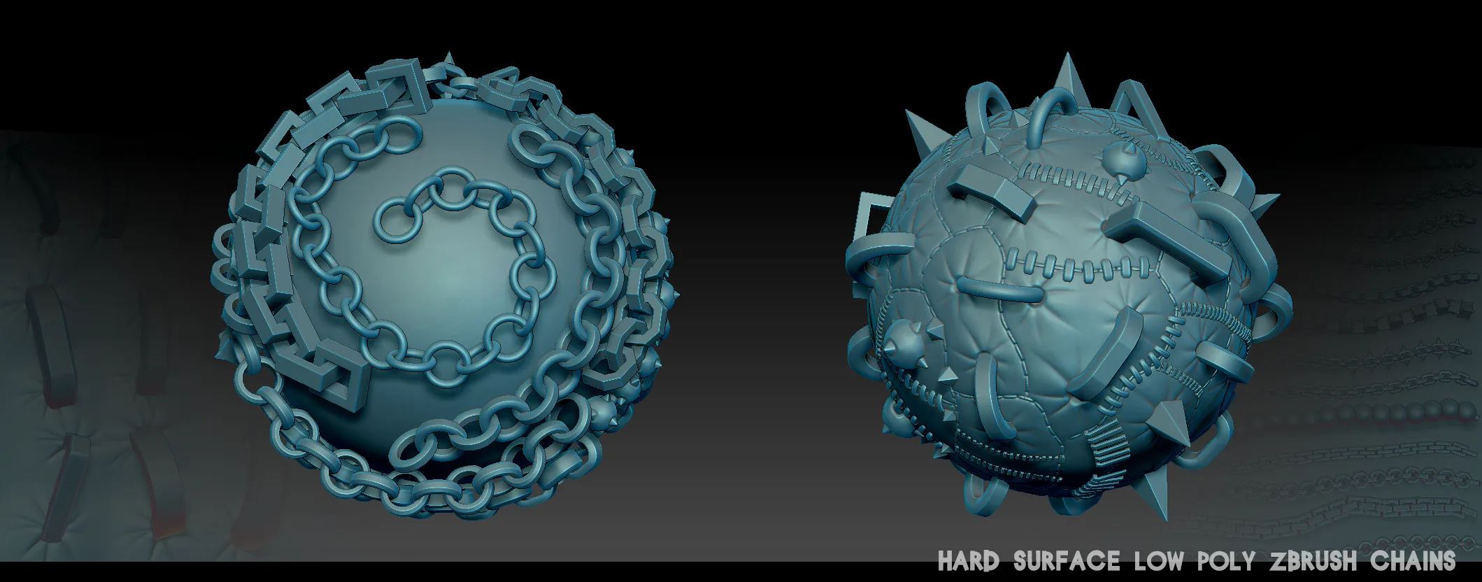 Hard Surface Low Poly Zbrush Chains