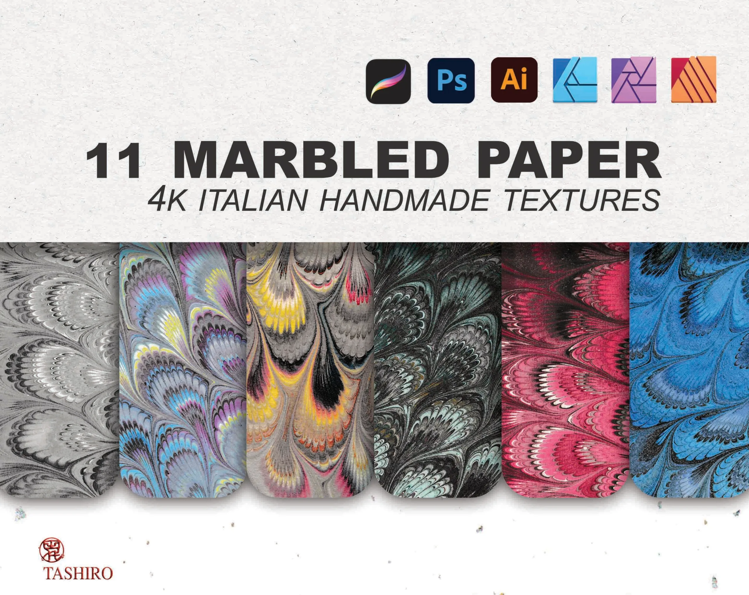 11 MARBLED PAPERS