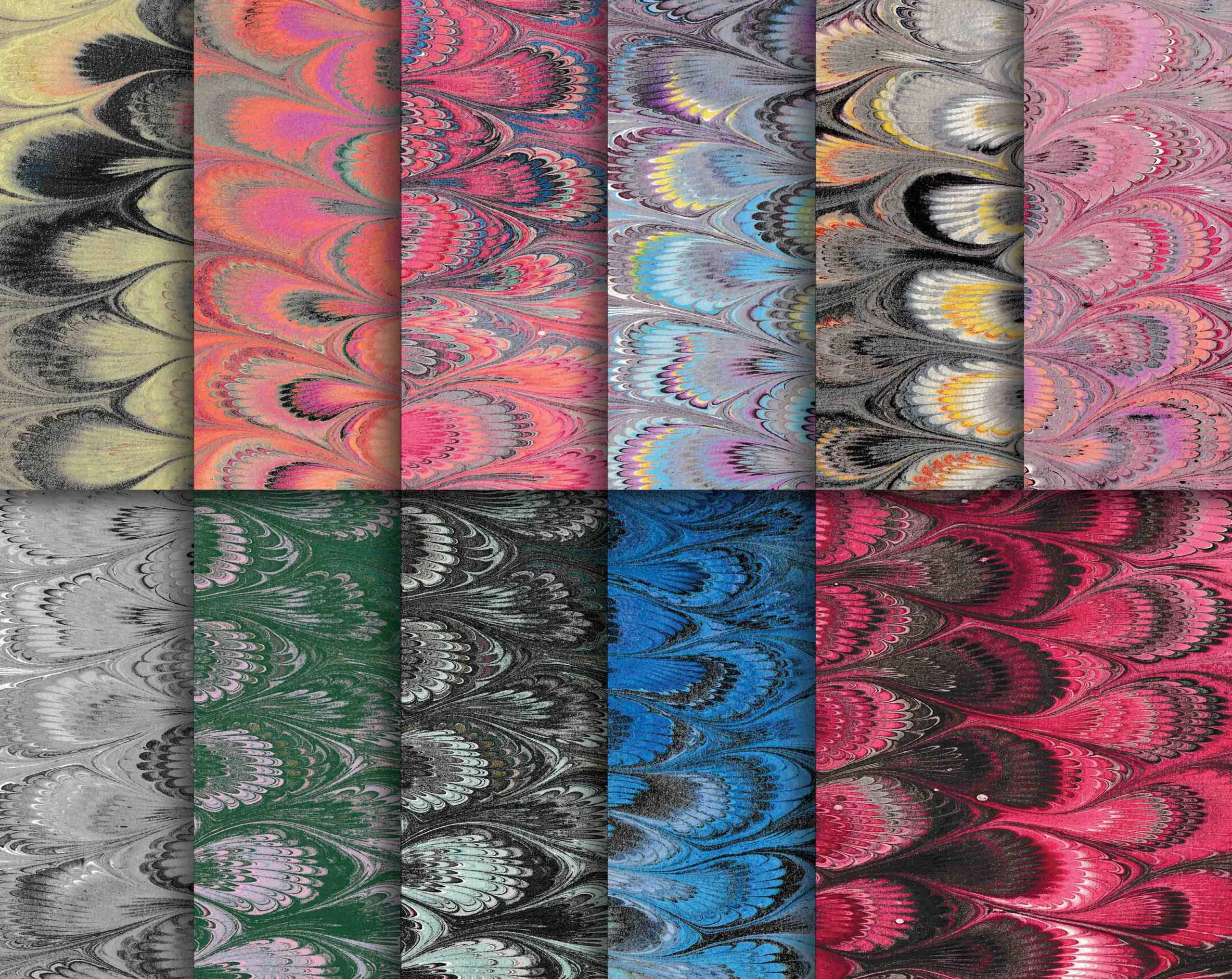 11 MARBLED PAPERS