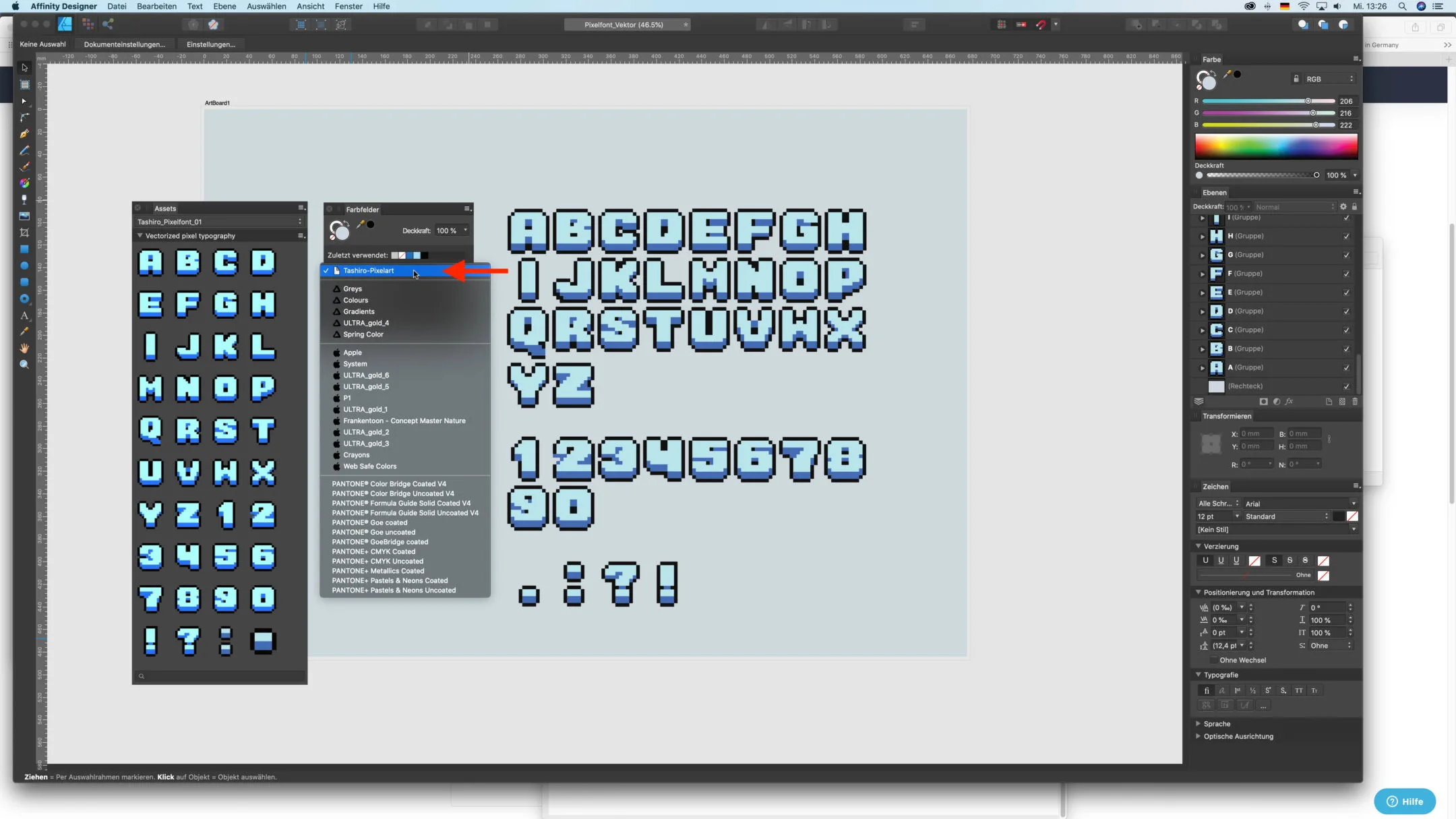 PIXEL FONT VECTORISED IN 8 BIT LOOK