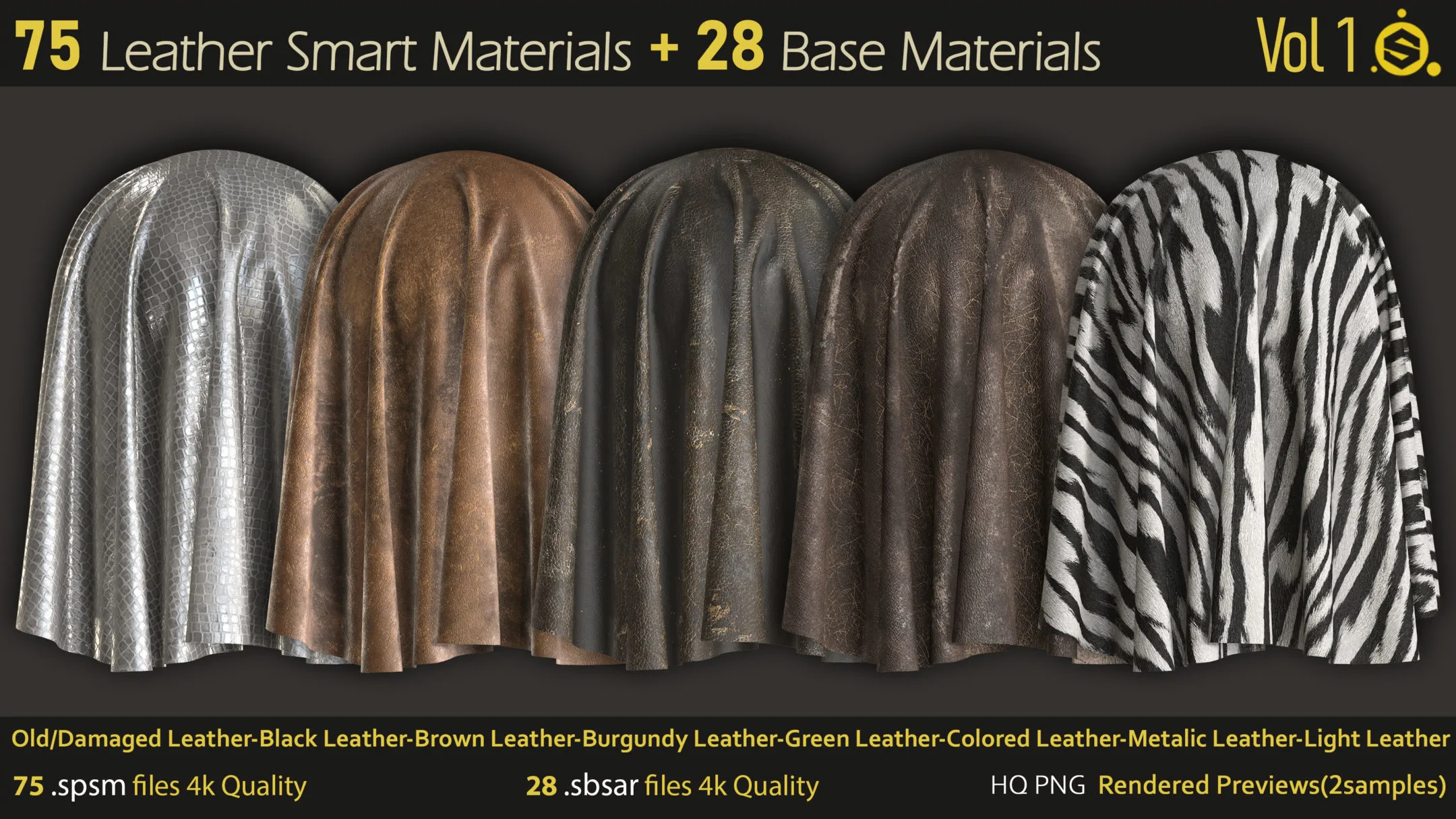 75 Leather Smart Materials+28 Base Materials-Substance Painter