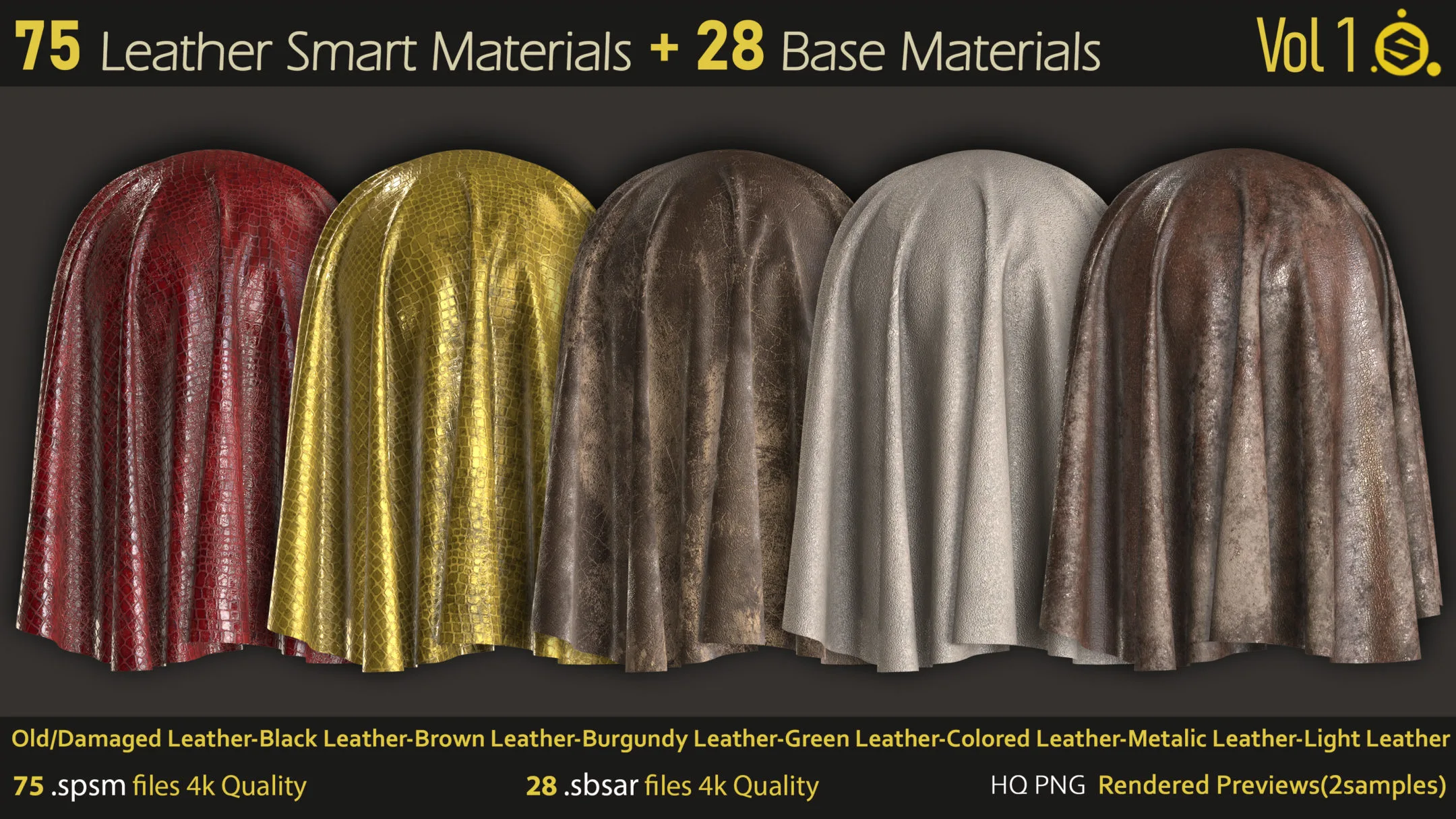 75 Leather Smart Materials+28 Base Materials-Substance Painter