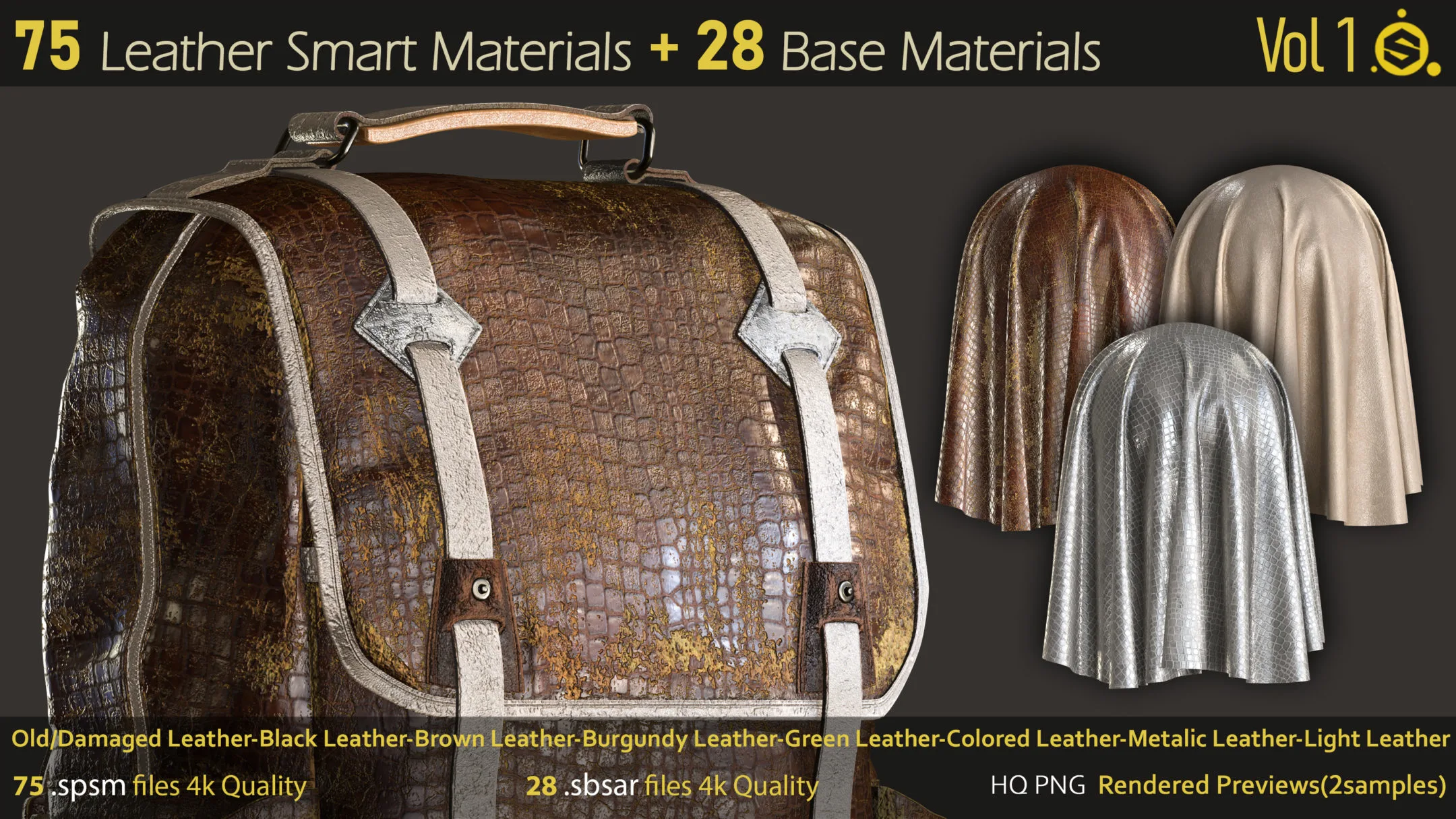 75 Leather Smart Materials+28 Base Materials-Substance Painter