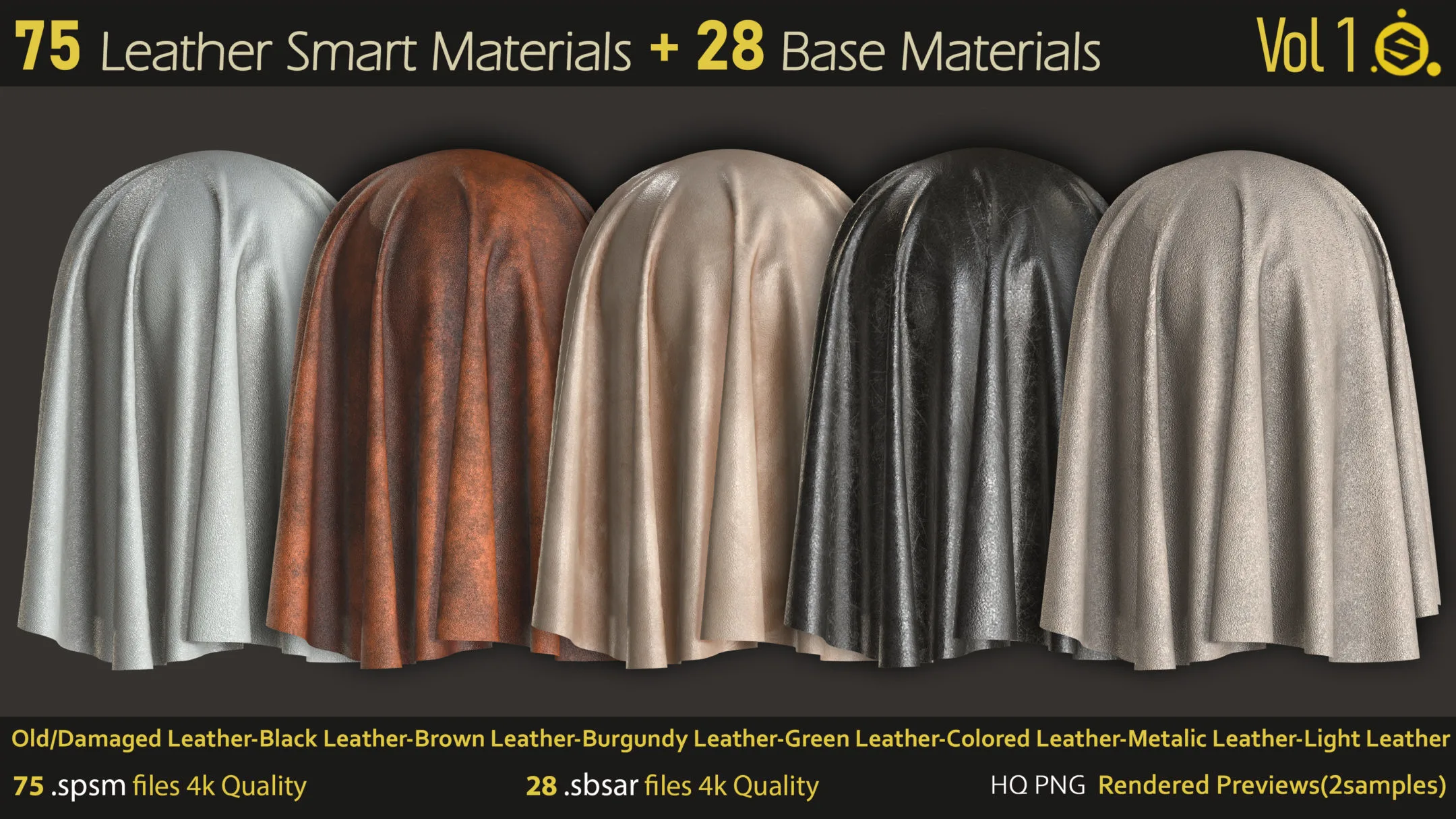 75 Leather Smart Materials+28 Base Materials-Substance Painter