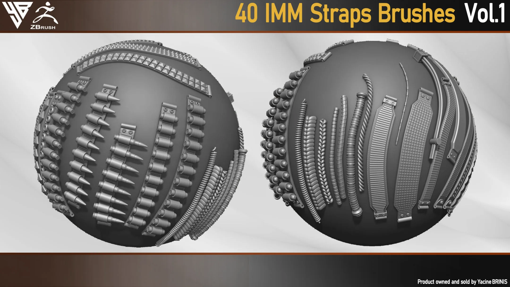 40 IMM Strap Brushes for ZBrush (Belts, Cords, Bands, Tapes)