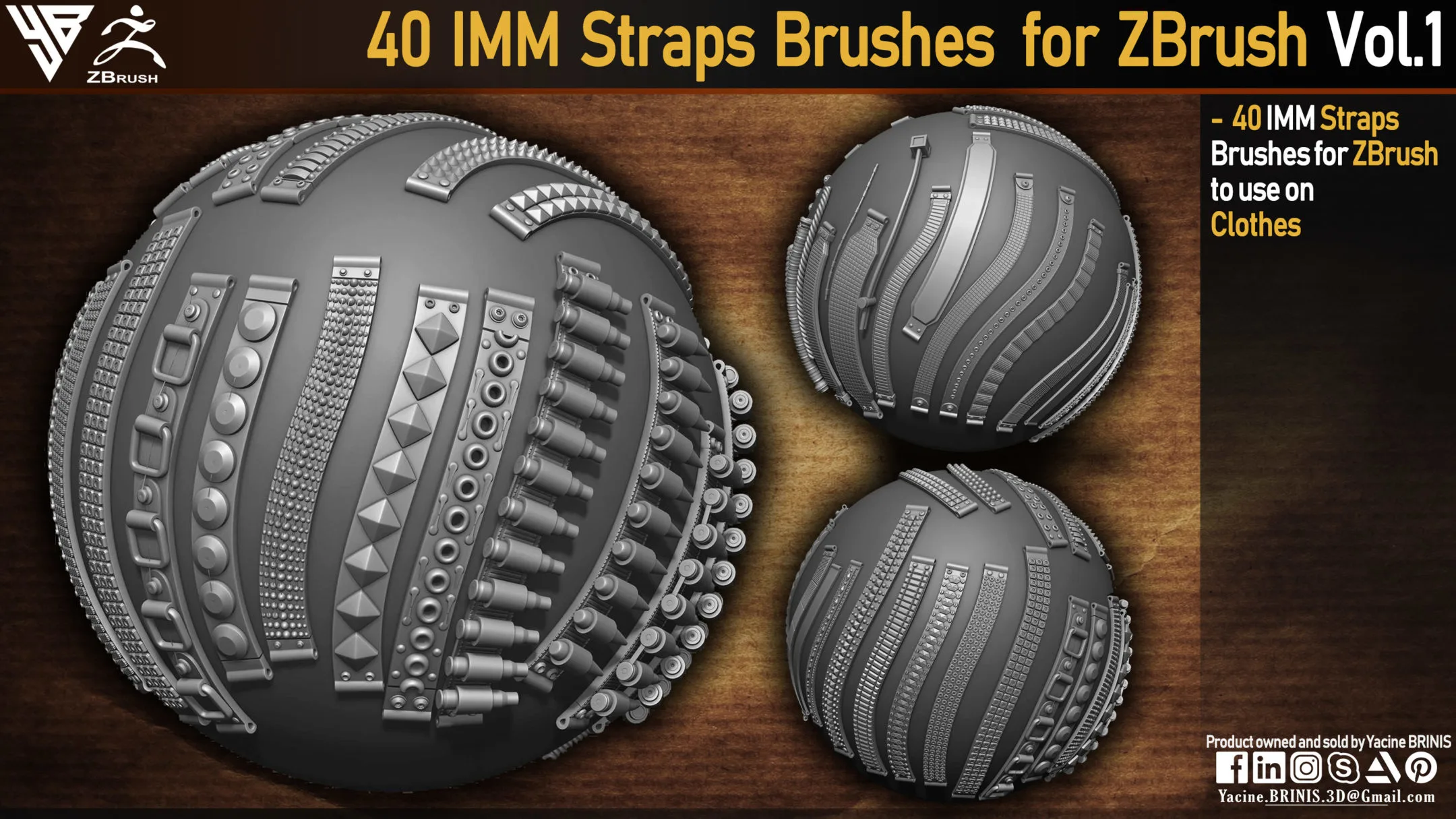 40 IMM Strap Brushes for ZBrush (Belts, Cords, Bands, Tapes)