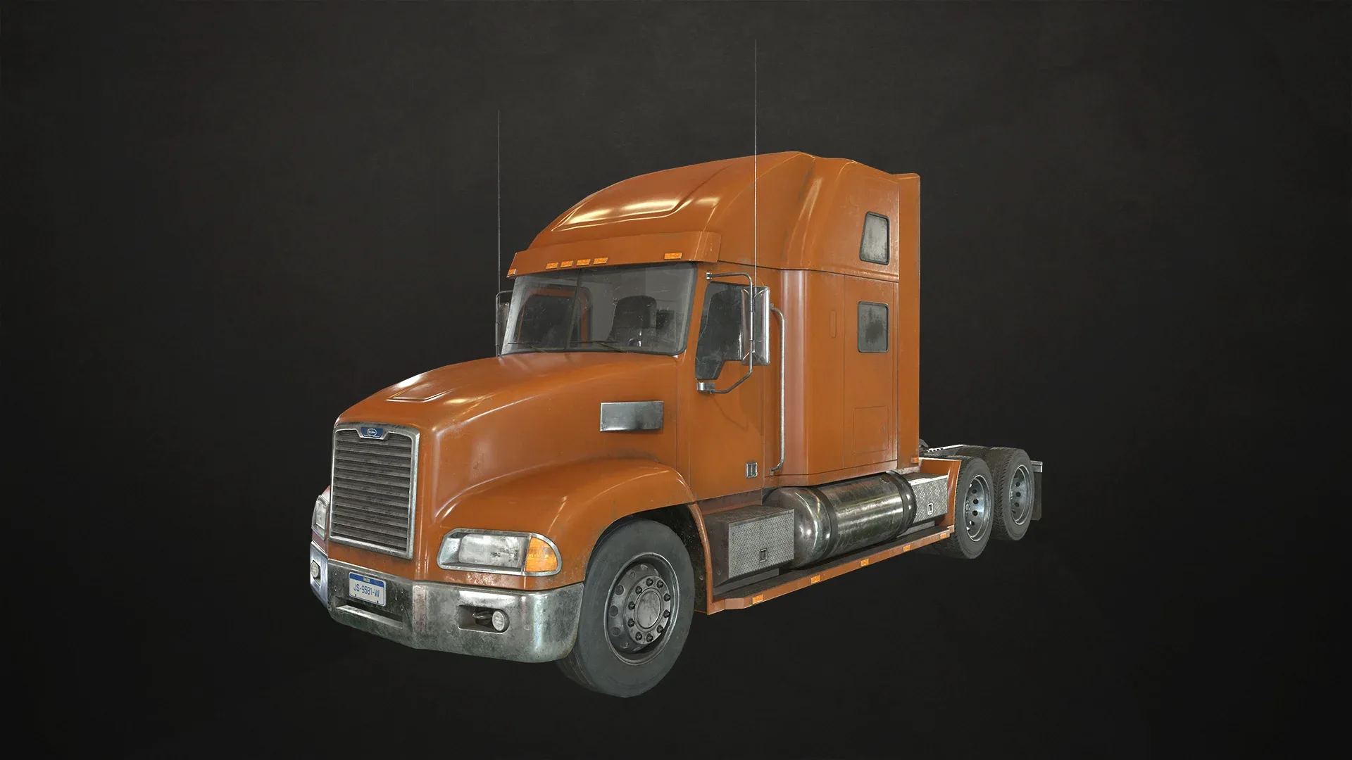 Semi Truck Tractor - Low Poly