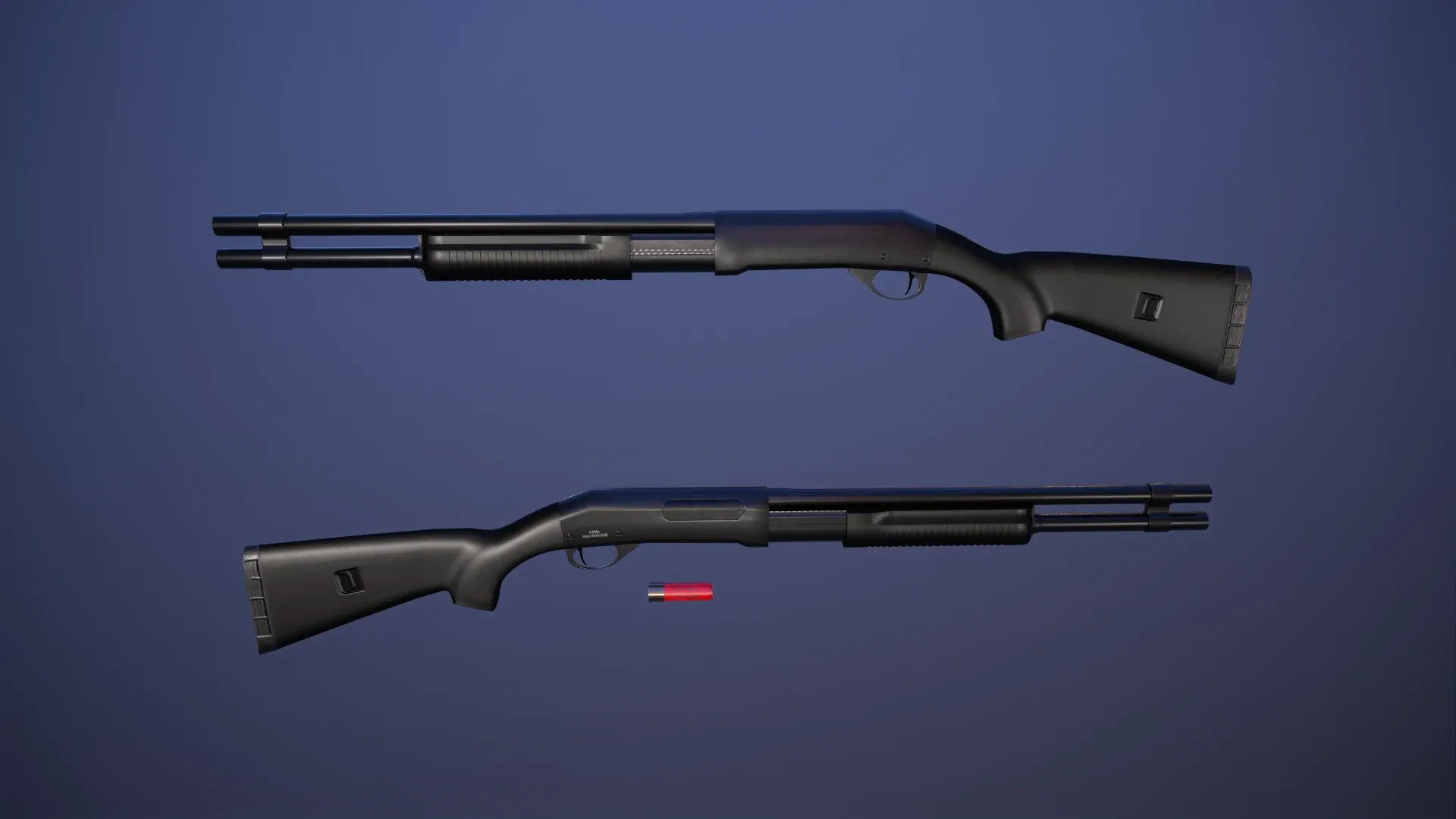 CM350 Shotgun Game Ready 5 Textures Low-poly 3D model