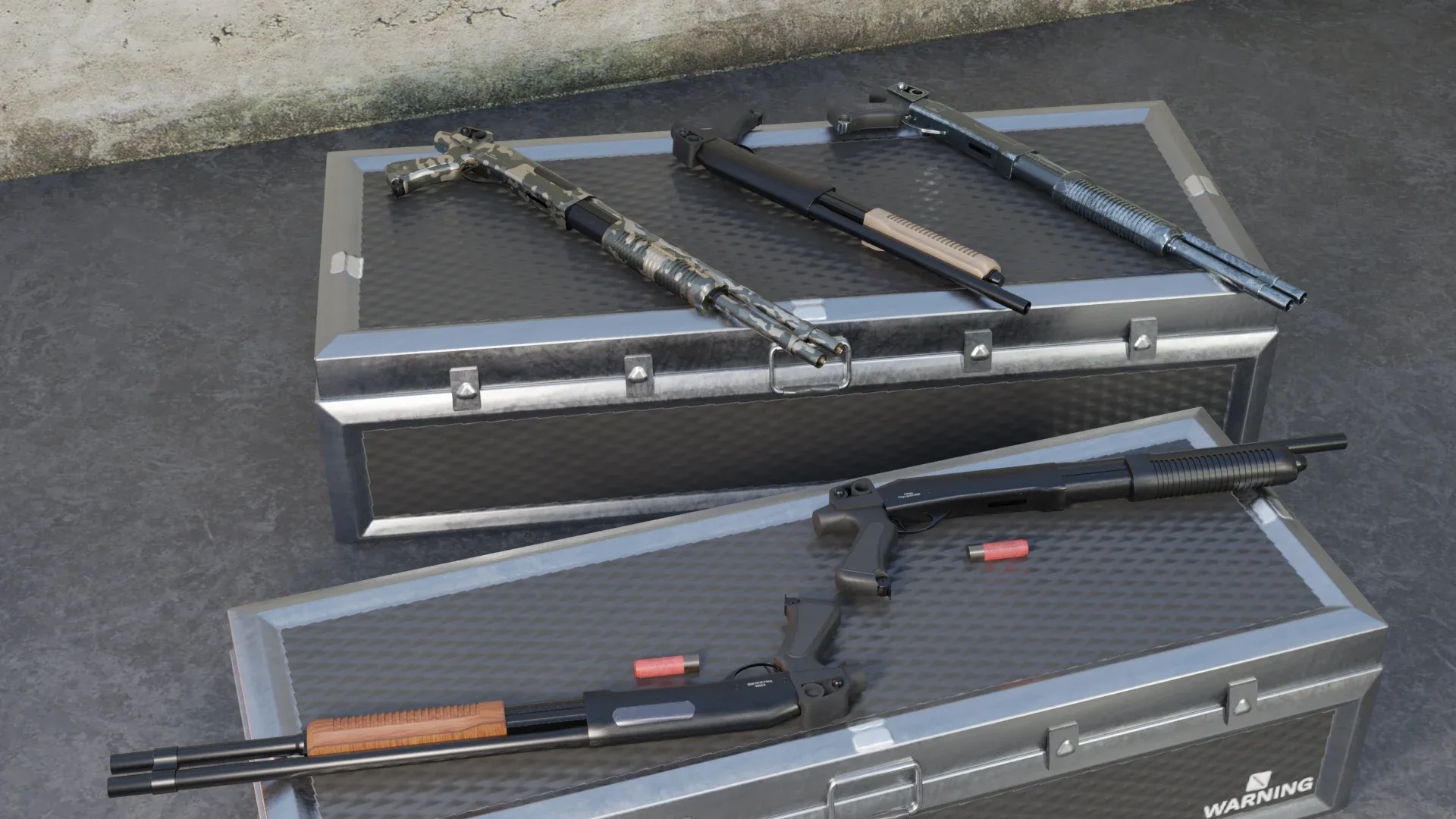 CM351 Shotgun Game Ready 5 Textures Low-poly 3D model