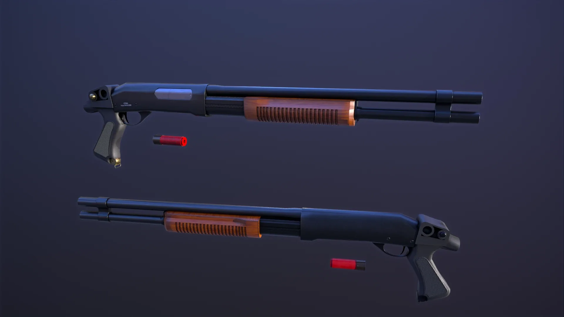 CM351 Shotgun Game Ready 5 Textures Low-poly 3D model