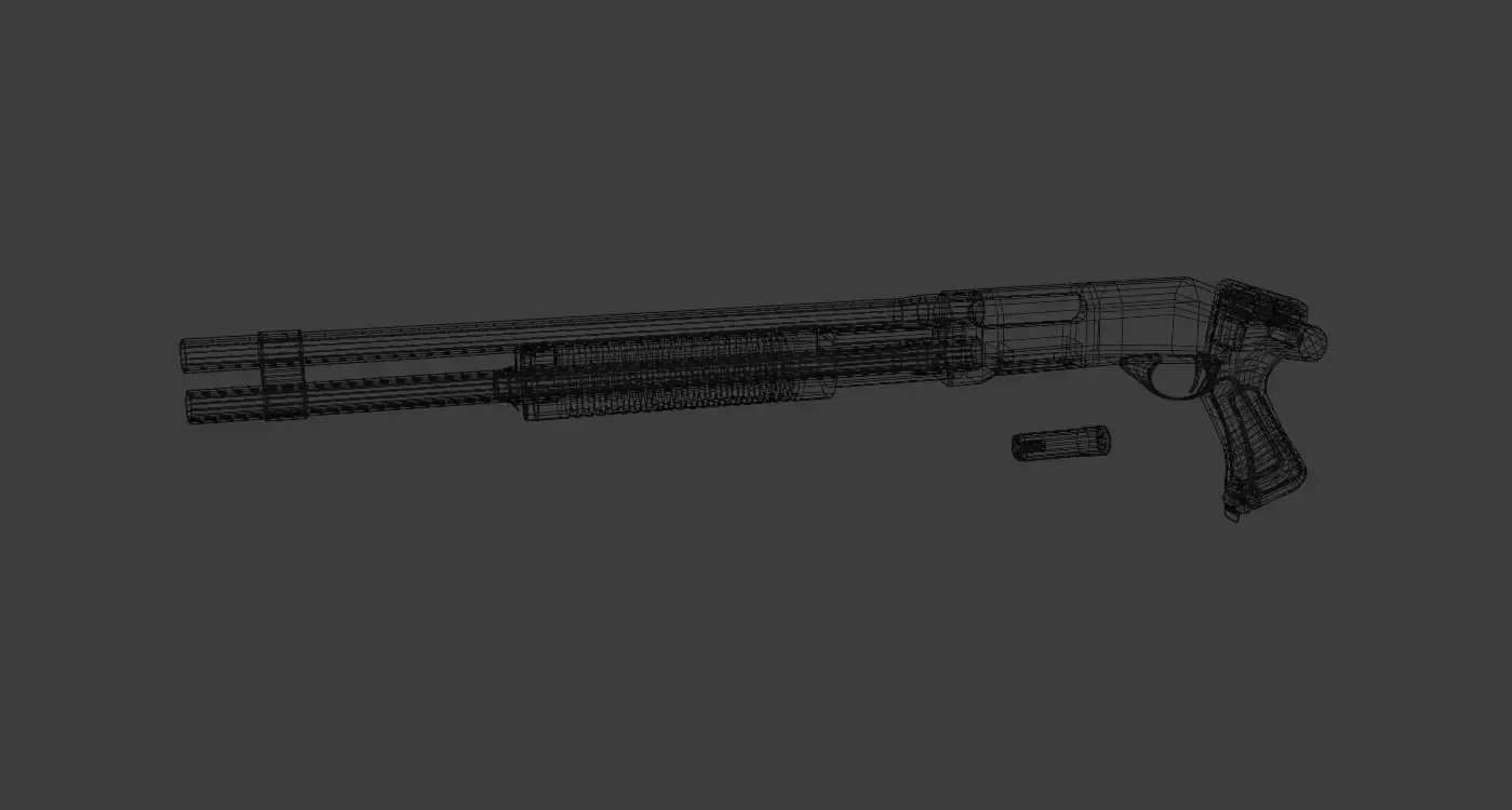 CM351 Shotgun Game Ready 5 Textures Low-poly 3D model