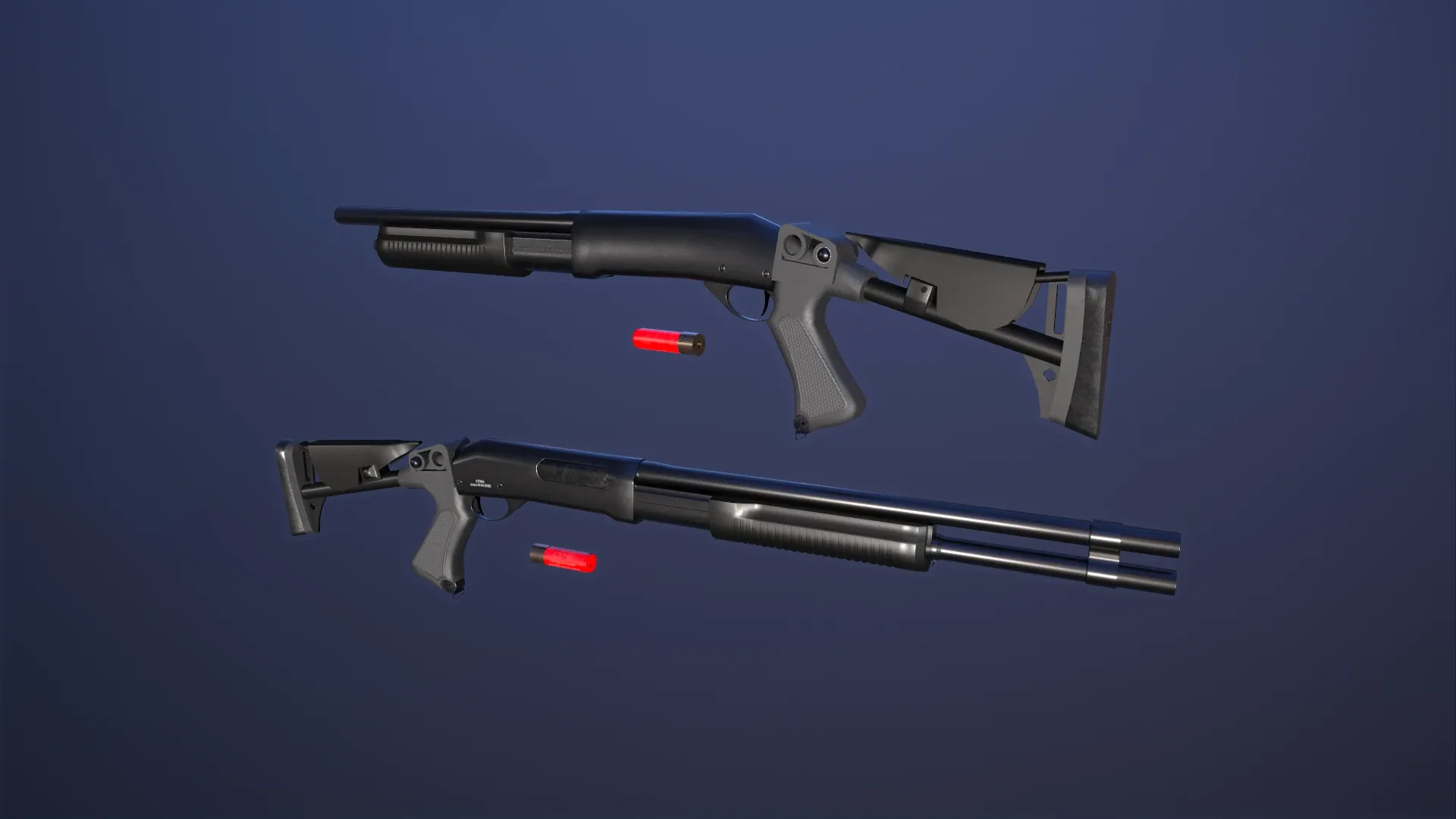 CM353 Shotgun Game Ready 5 Textures Low-poly 3D model