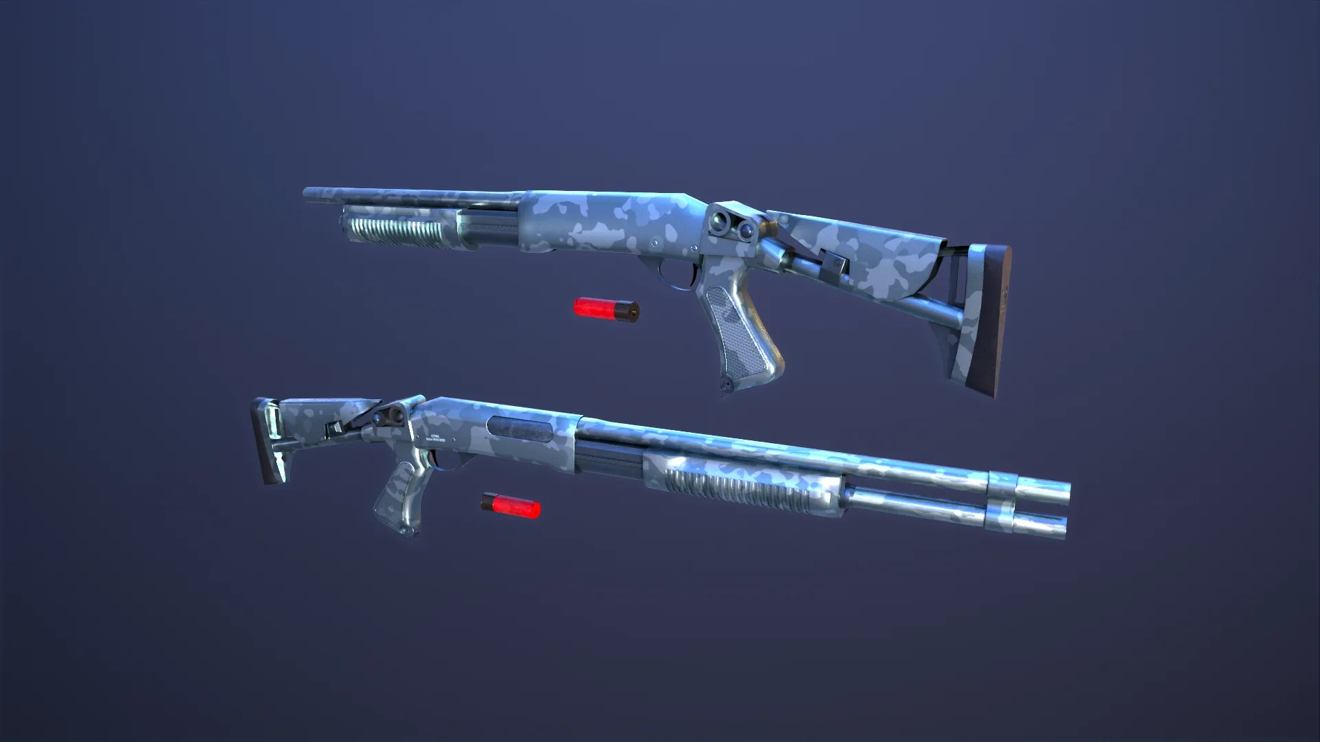 CM353 Shotgun Game Ready 5 Textures Low-poly 3D model