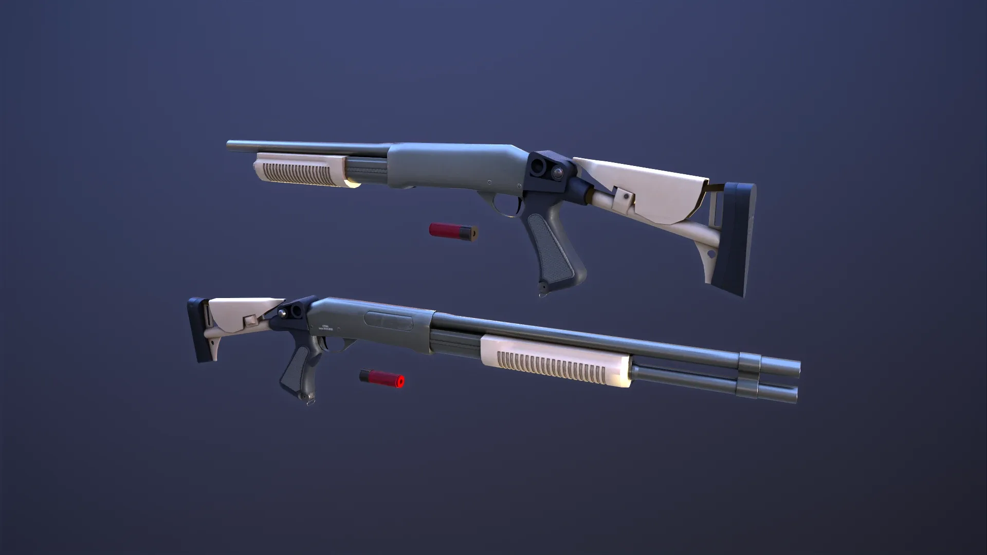 CM353 Shotgun Game Ready 5 Textures Low-poly 3D model