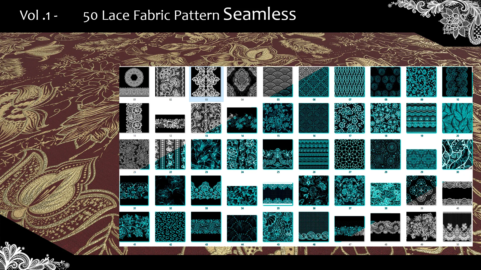 Vol.1 - 50 Lace Fabric Pattern Seamless