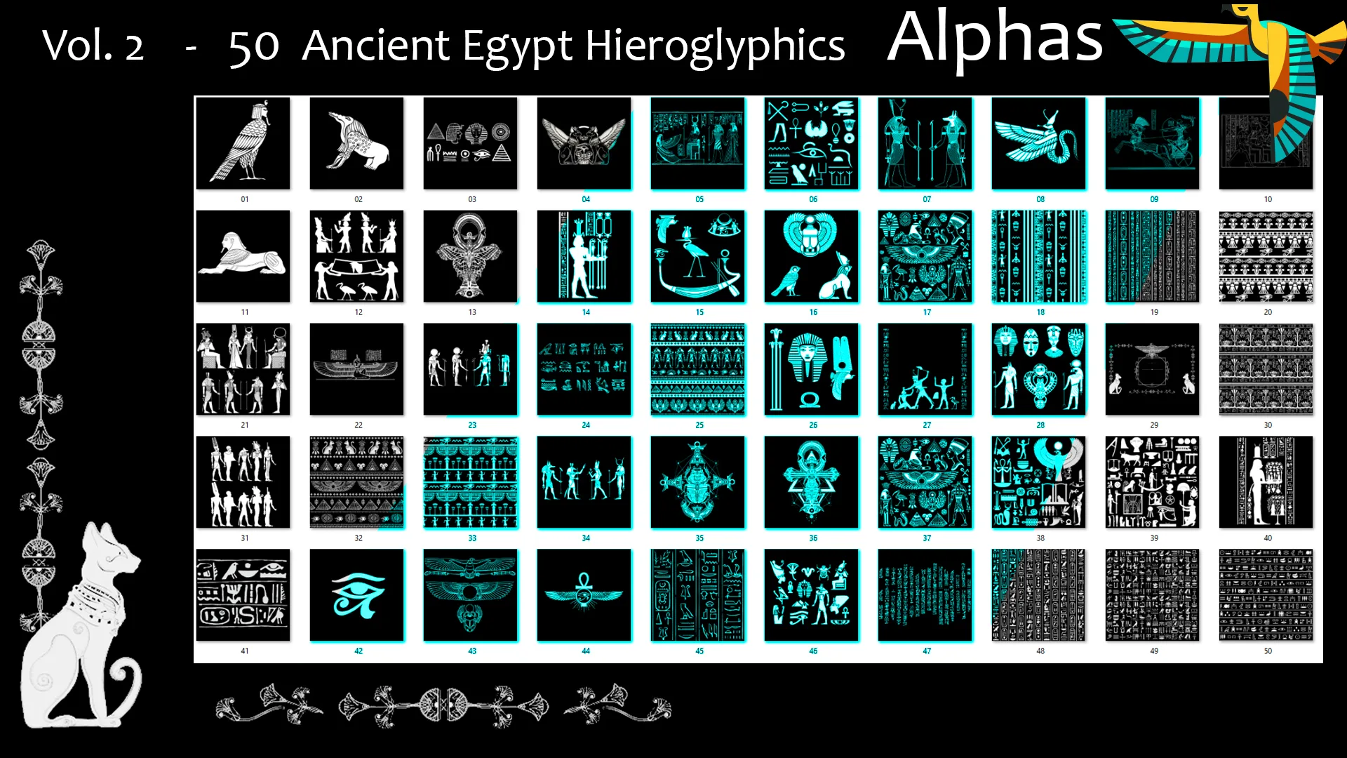 Vol. 2 - 50 Ancient Egypt Hieroglyphics Alphas