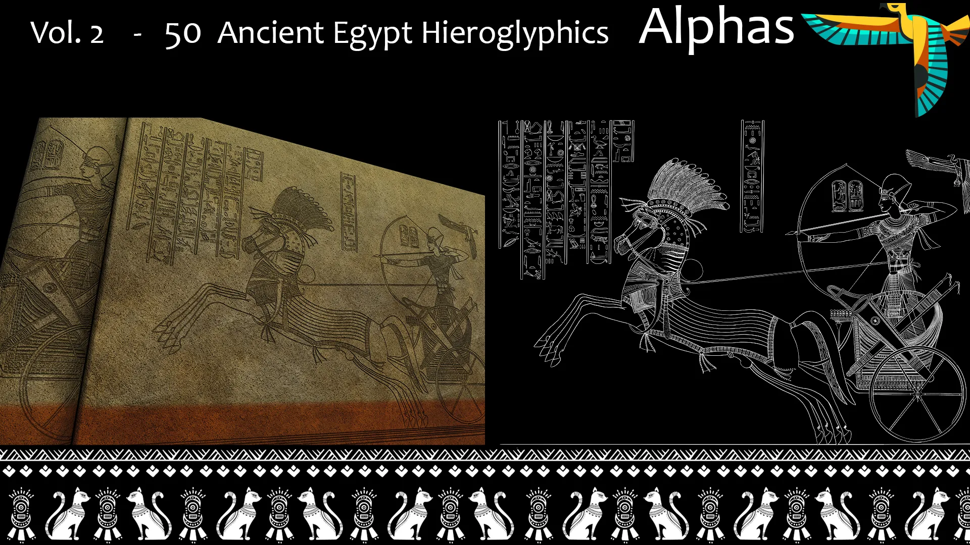 Vol. 2 - 50 Ancient Egypt Hieroglyphics Alphas