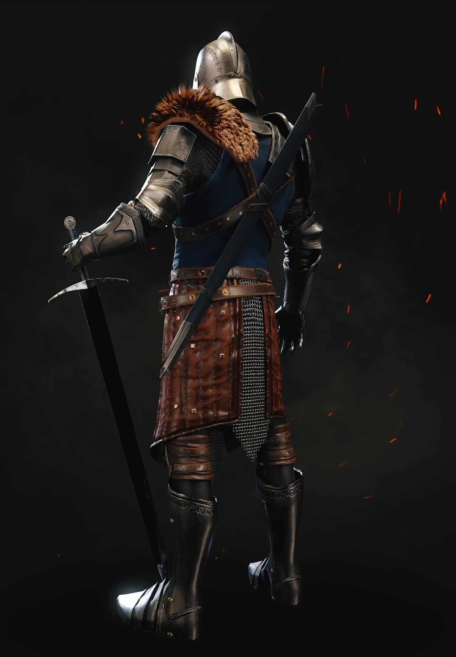 Medieval Knight 3D Model with Armor and Fur | Blender | OBJ | FBX