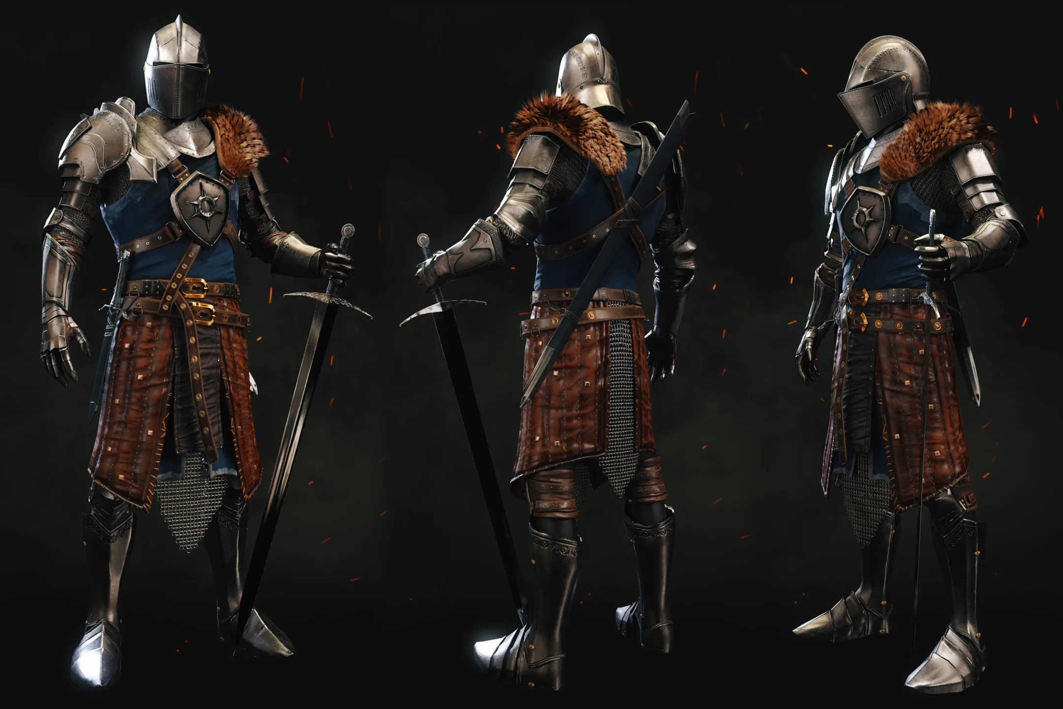 Medieval Knight 3D Model with Armor and Fur | Blender | OBJ | FBX