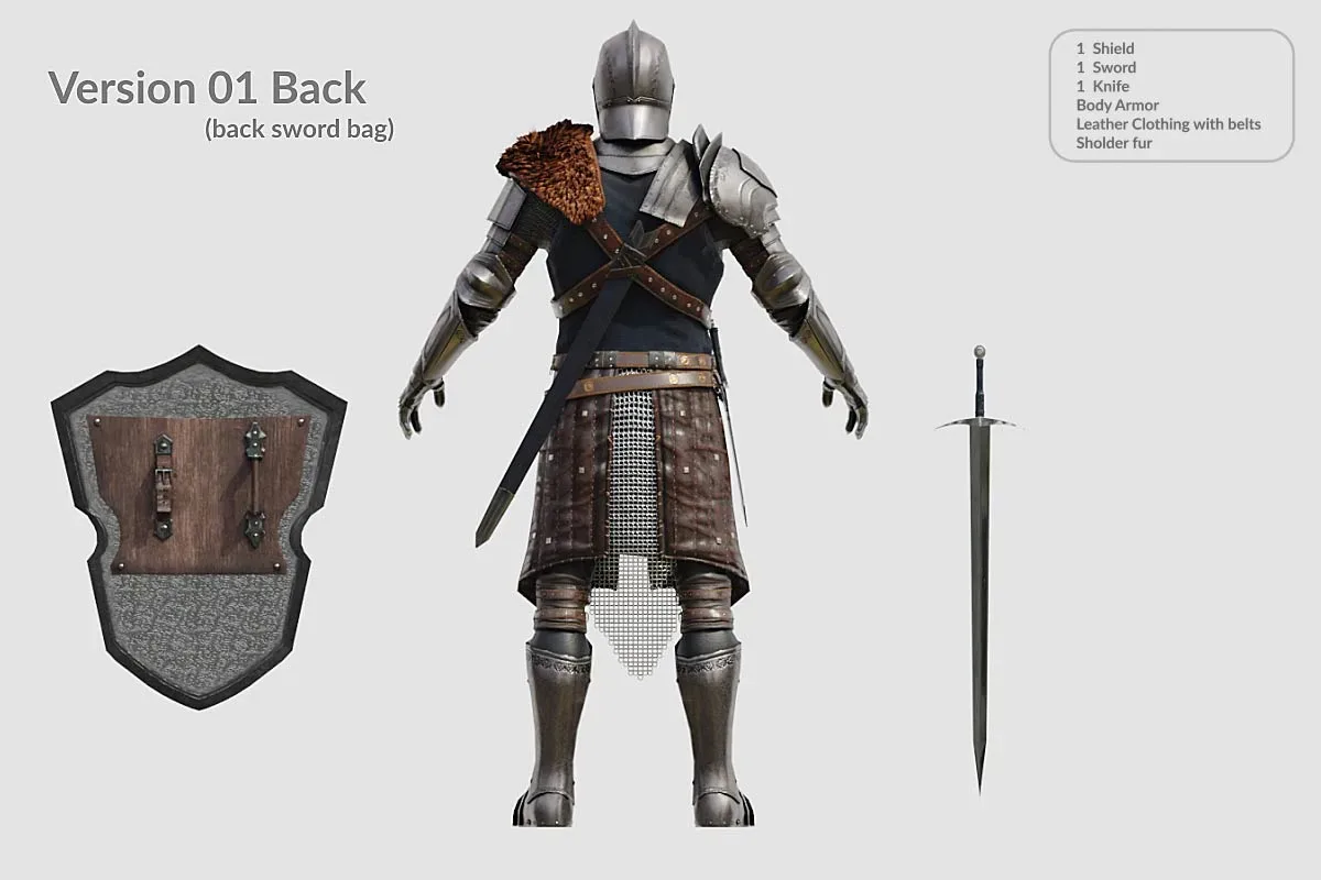 Medieval Knight 3D Model with Armor and Fur | Blender | OBJ | FBX