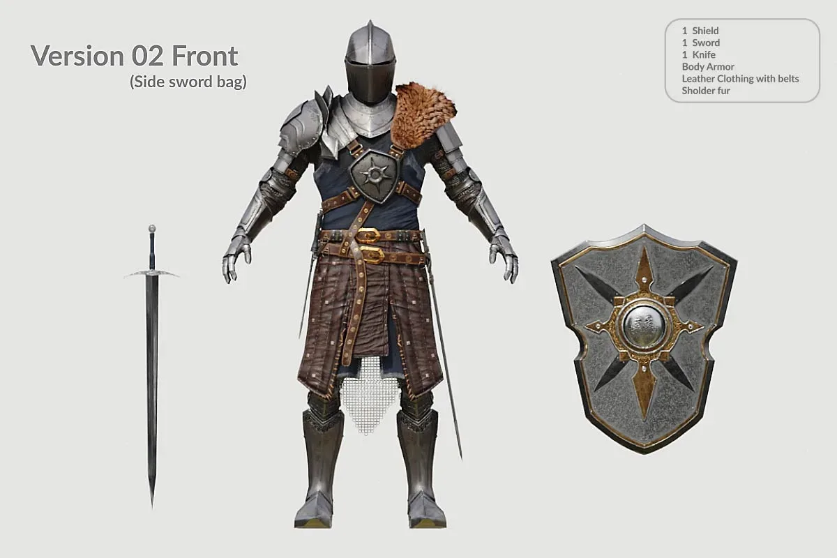 Medieval Knight 3D Model with Armor and Fur | Blender | OBJ | FBX