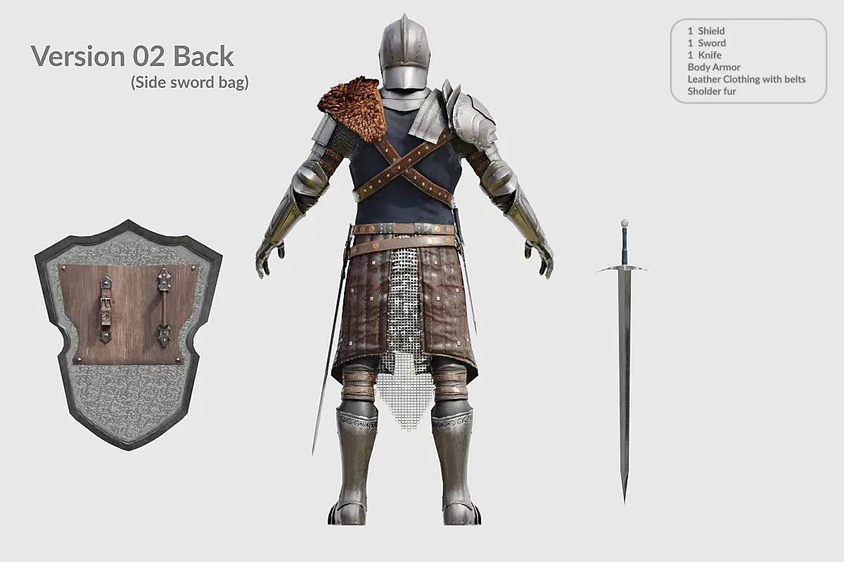 Medieval Knight 3D Model with Armor and Fur | Blender | OBJ | FBX