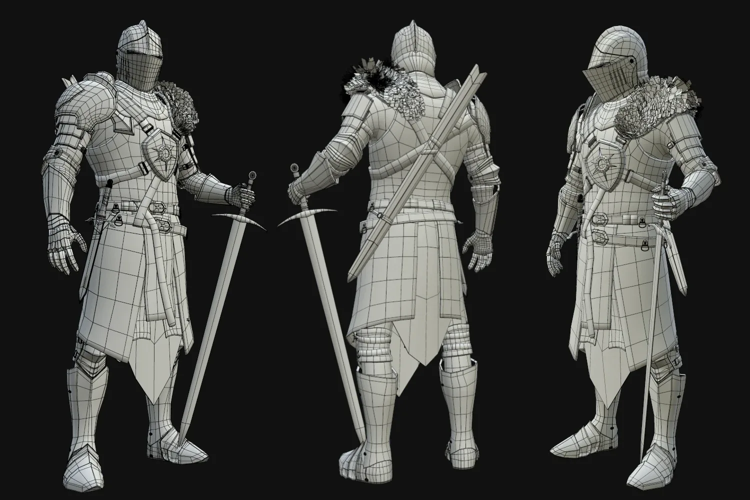 Medieval Knight 3D Model with Armor and Fur | Blender | OBJ | FBX