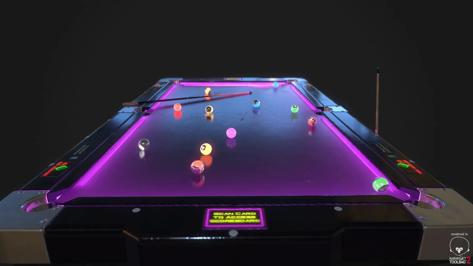 Pool Table with Neon Balls