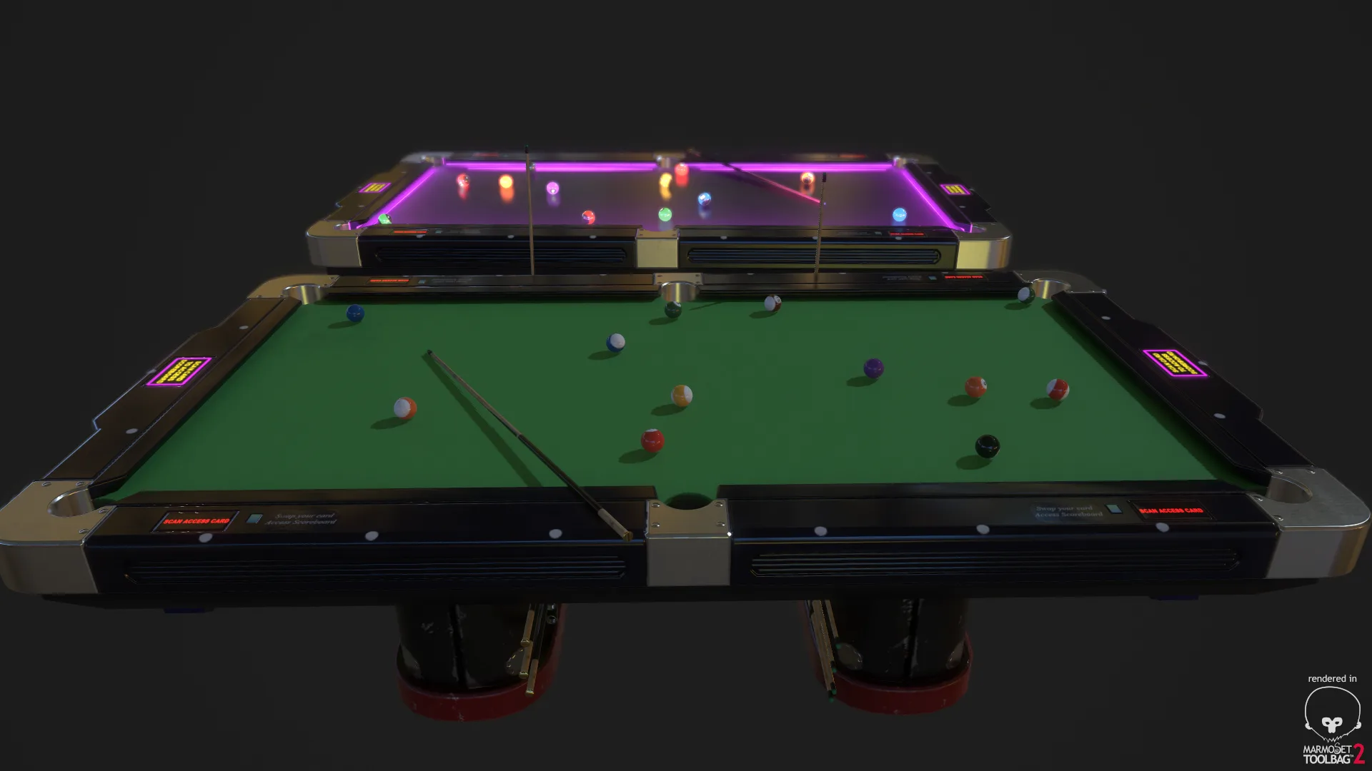 Pool Table with Neon Balls