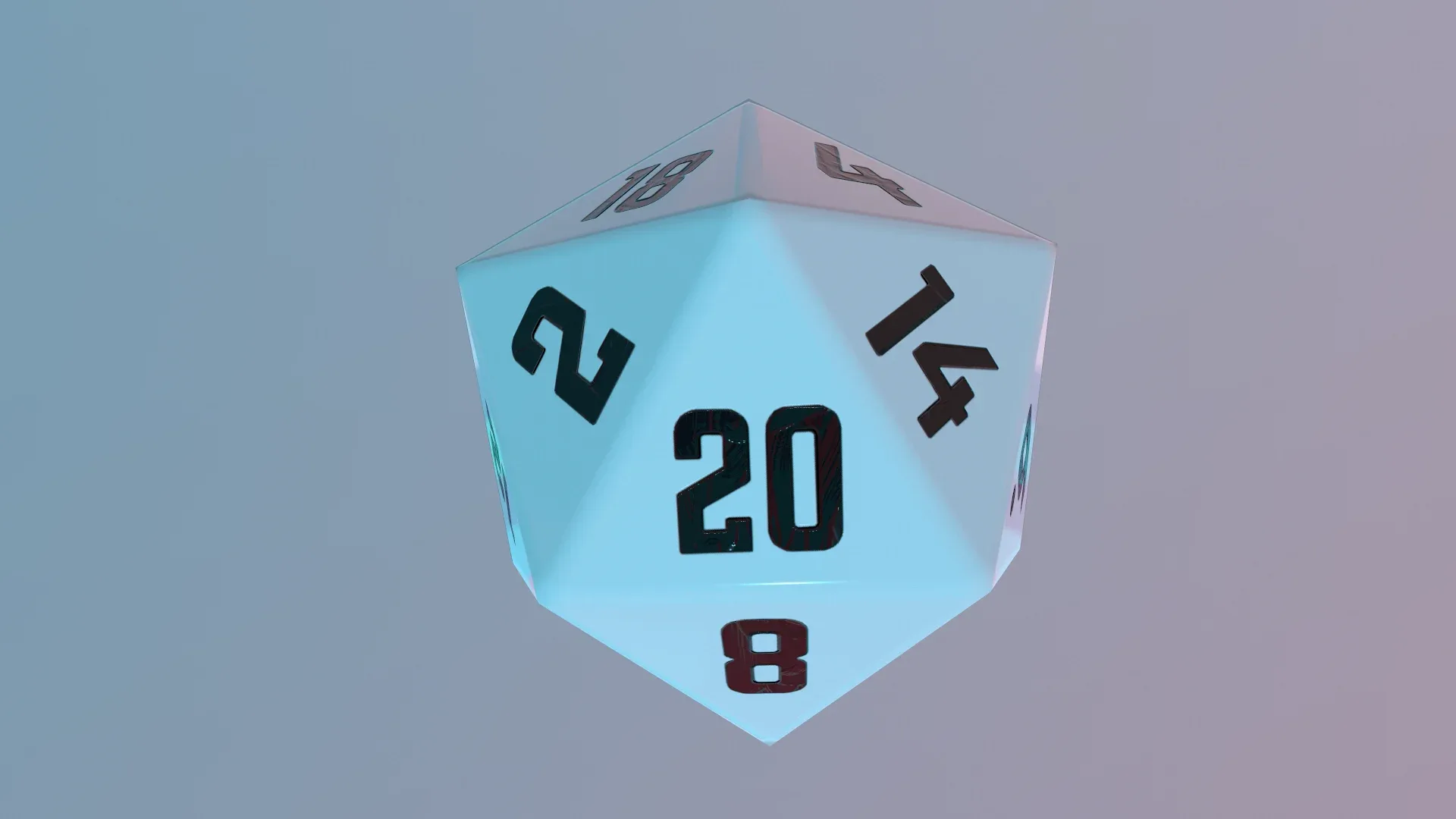 Dice d20 low-poly PBR